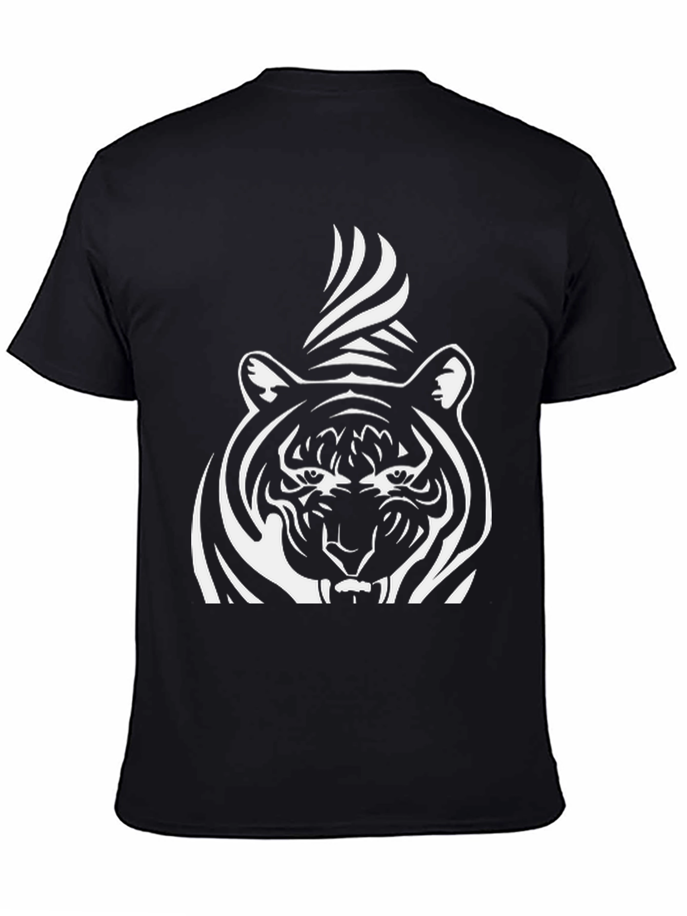 Black Striking Tiger Graphic Tee - Bold Black Cotton Shirt view 4