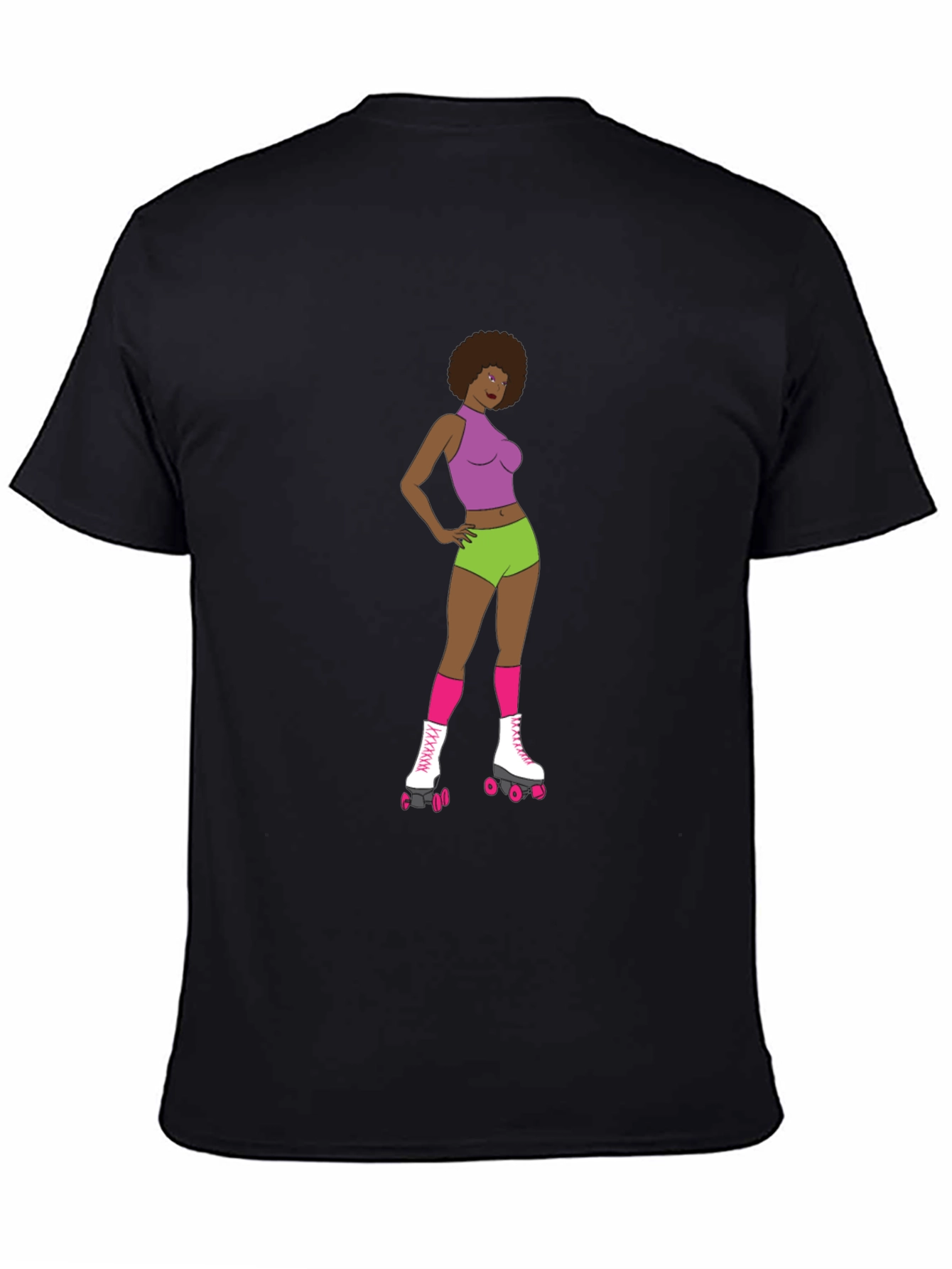 Black Retro Roller Girl T-Shirt view 4