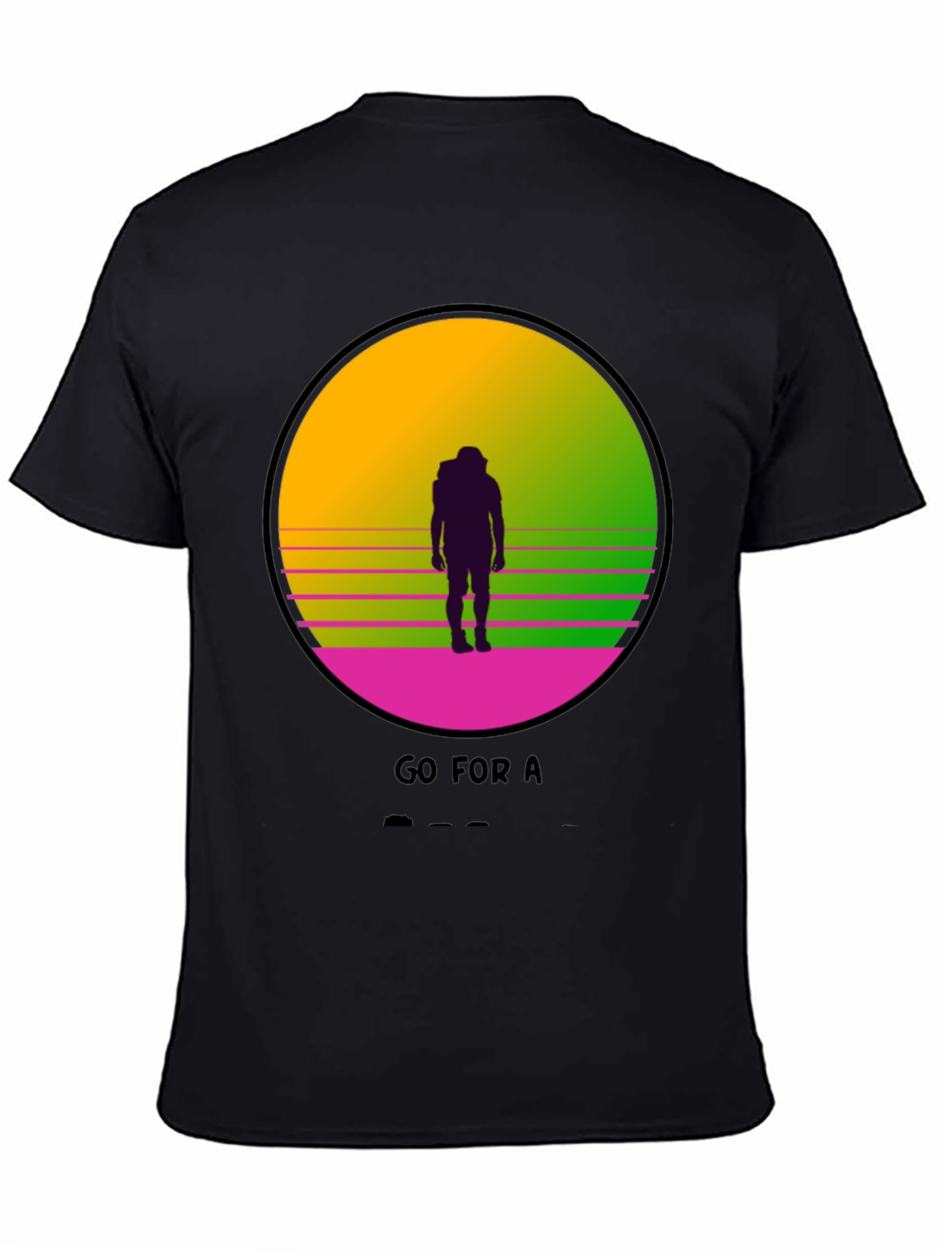 Black Retro Sunset Hiker Graphic T-Shirt view 4