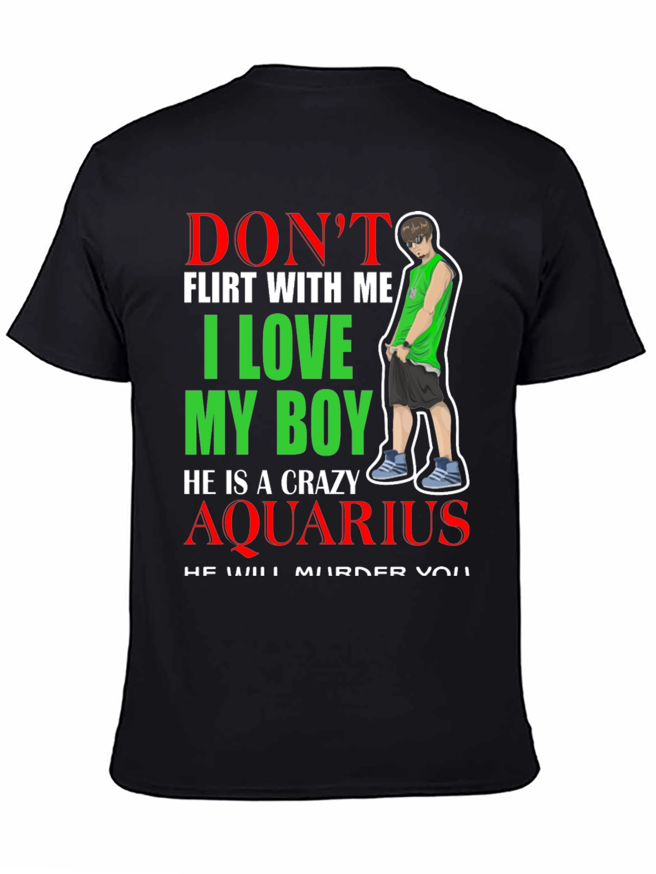 Black Crazy Aquarius Boy Graphic Tee view 4