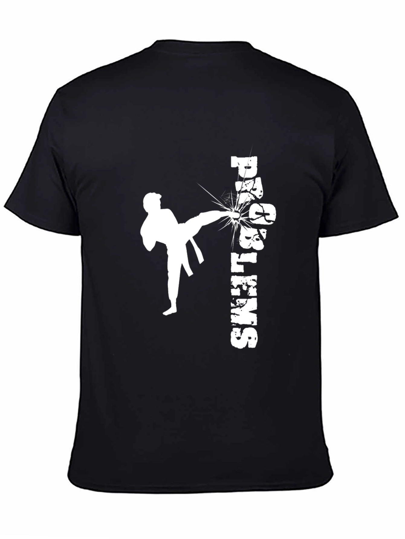 Black Martial Arts Graphic Tee - High Kick Design view 4
