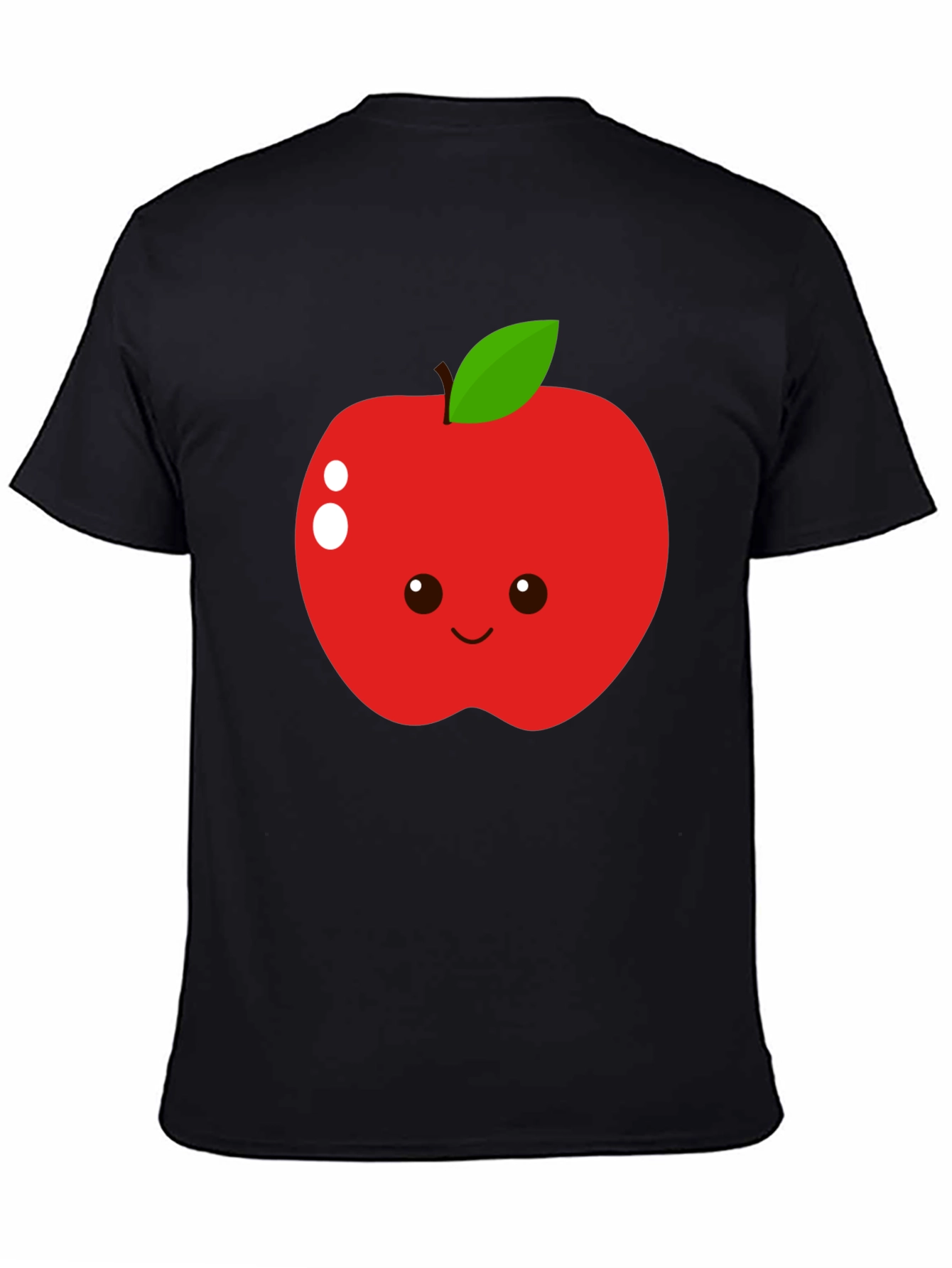 Black Cute Apple Graphic T-Shirt - Black Cotton Blend Tee view 4