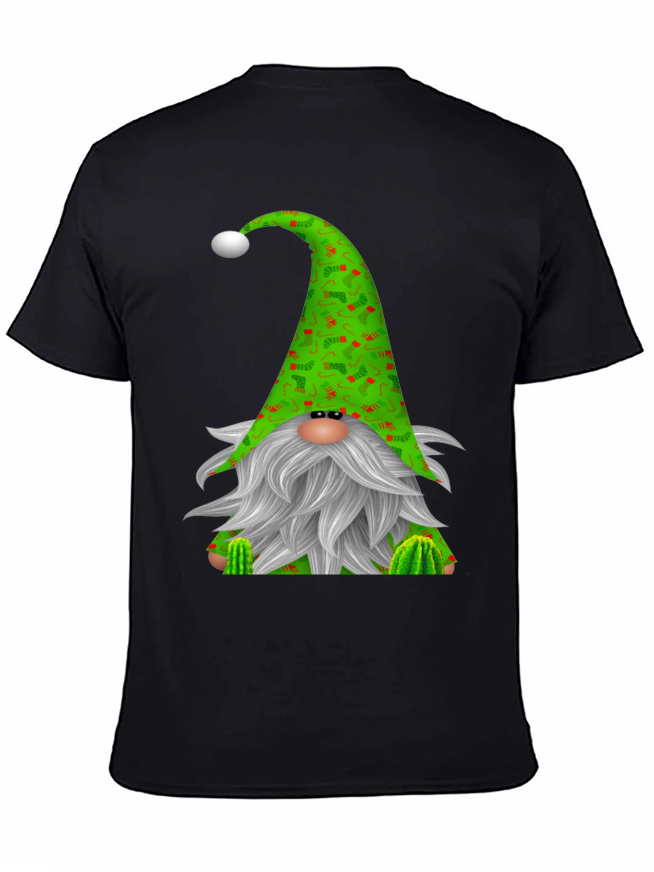 Black Festive Gnome Black T-Shirt view 4