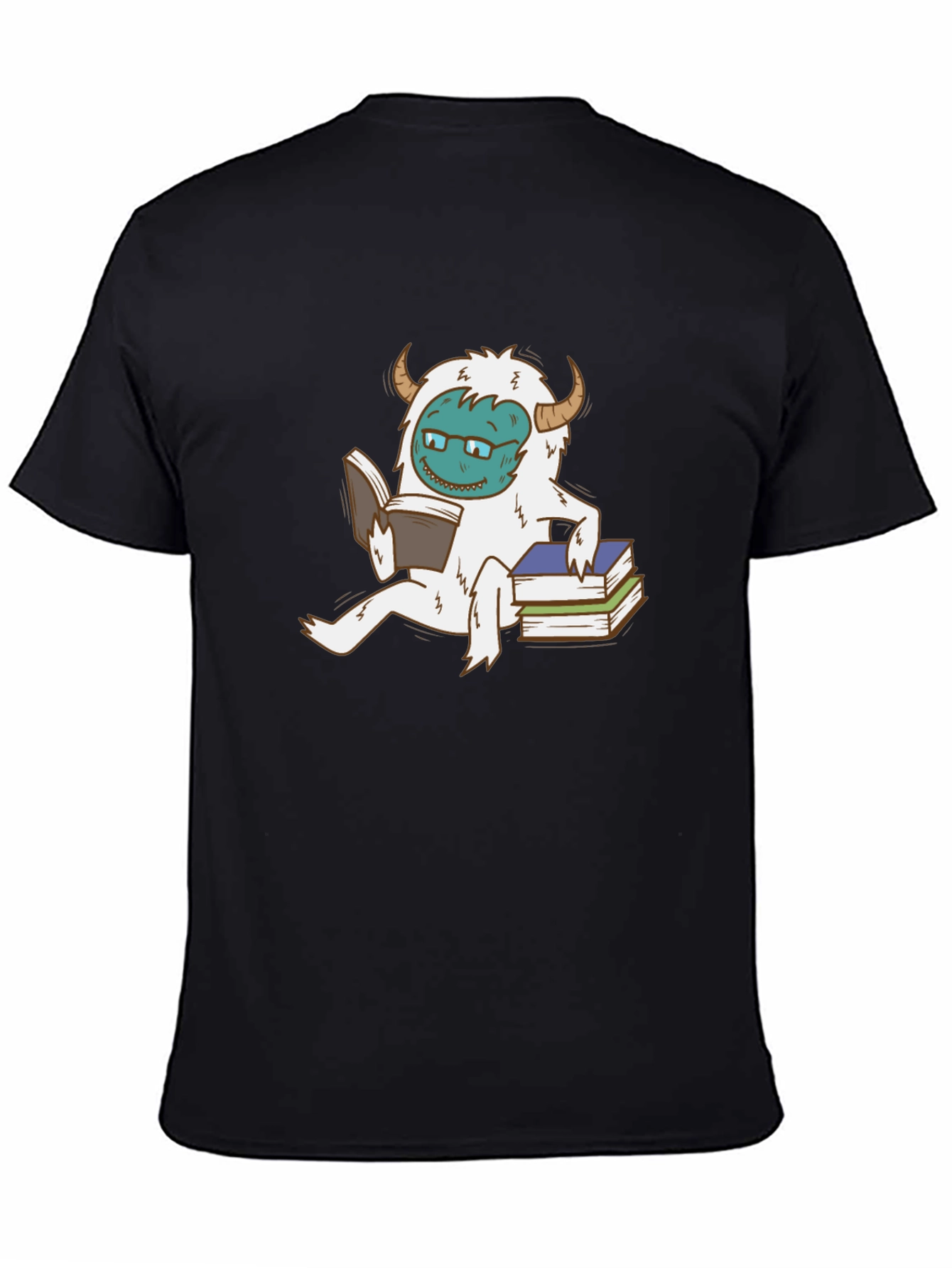Black Bookish Yeti Graphic Tee - Black Cotton T-Shirt view 4