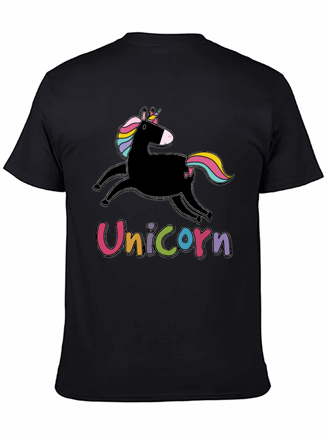 Black Unicorn Graphic T-Shirt - Men's Black Tee view 4