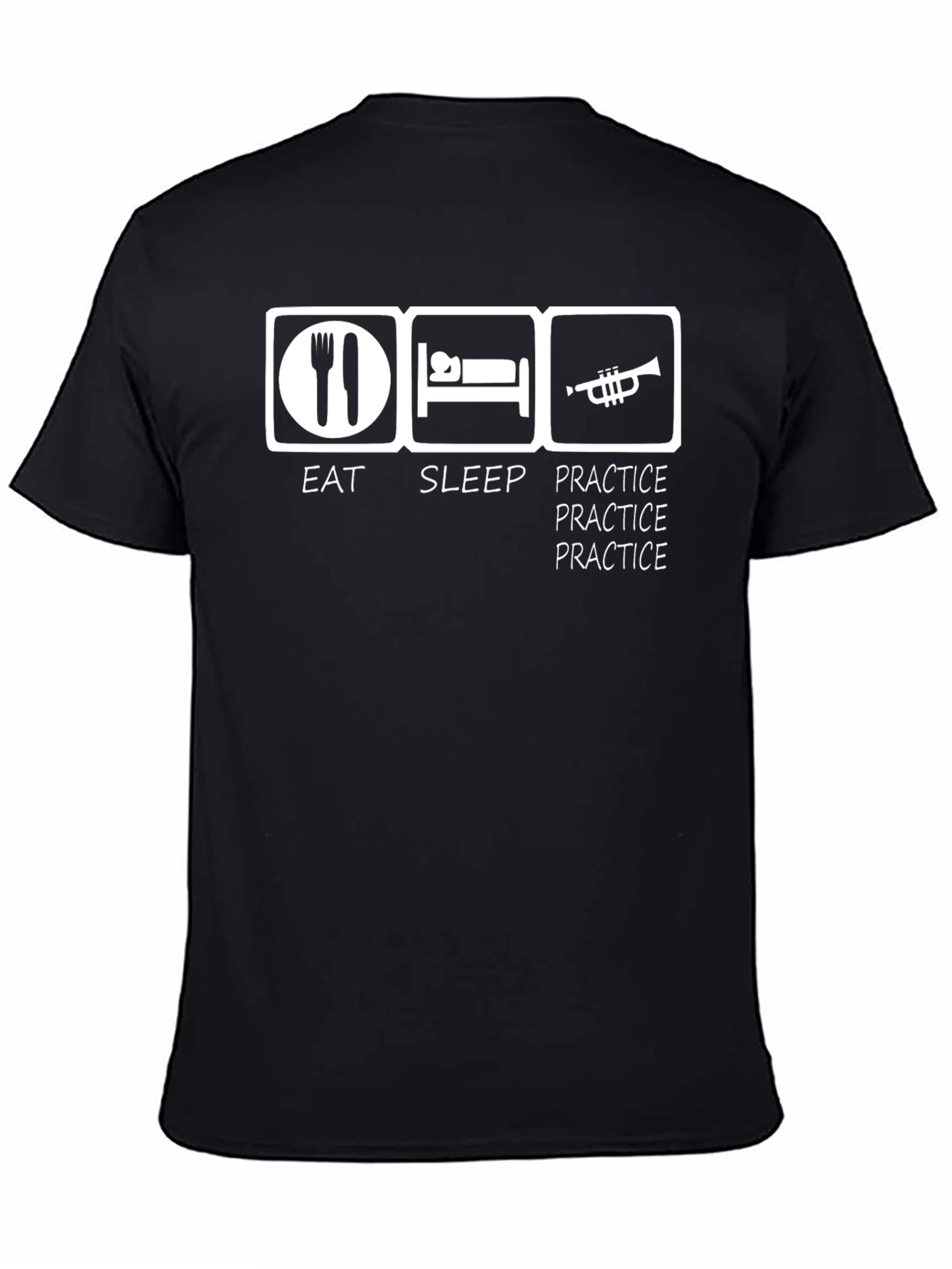 Black Eat Sleep Practice Trumpet T-Shirt view 4