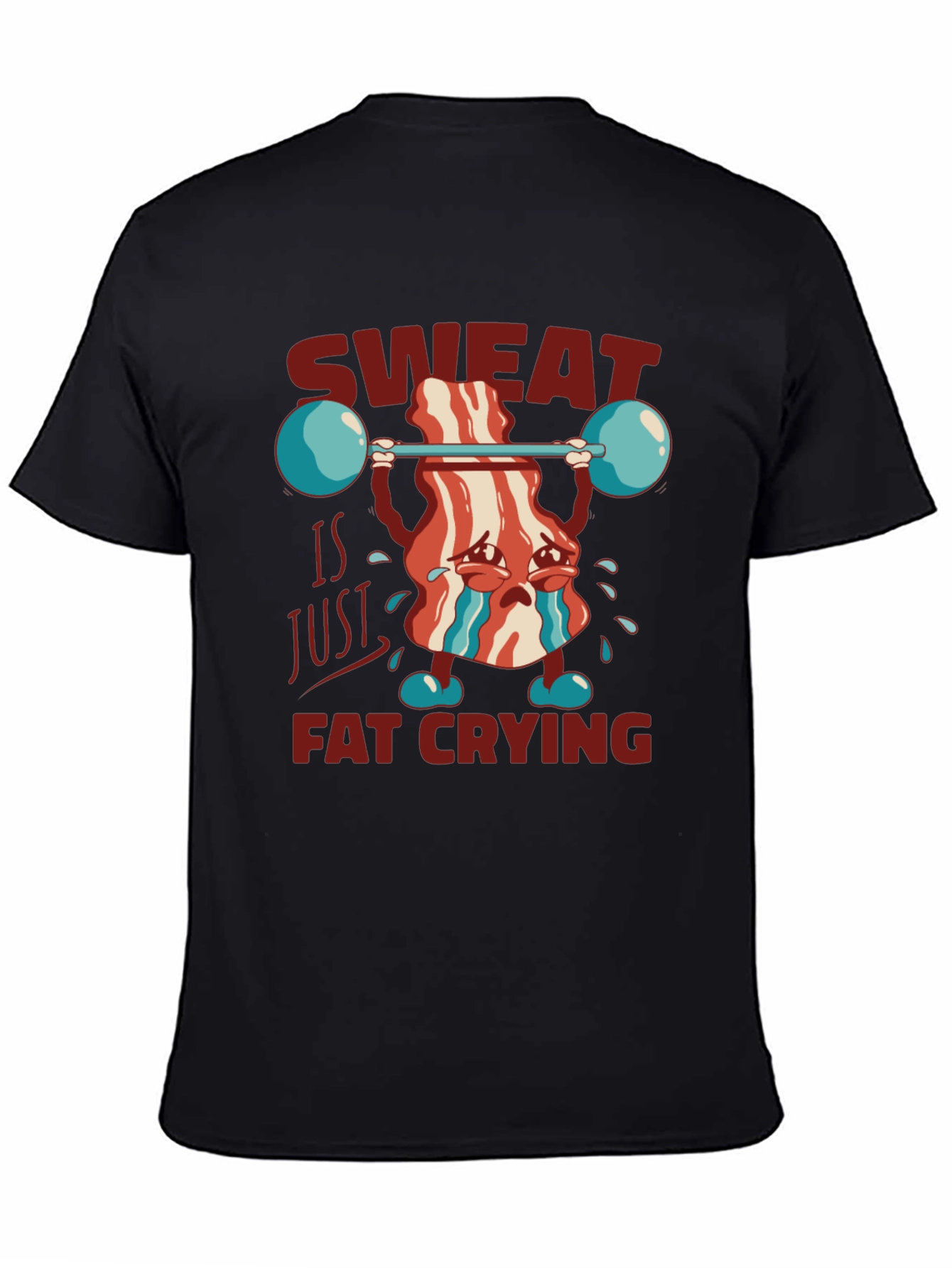 Black Sweat is Just Fat Crying T-Shirt Funny Workout Tee view 4
