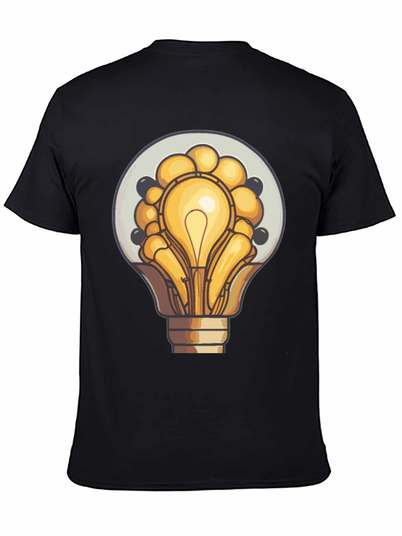 Black Unique Lightbulb Graphic Tee - Black Cotton Blend view 4