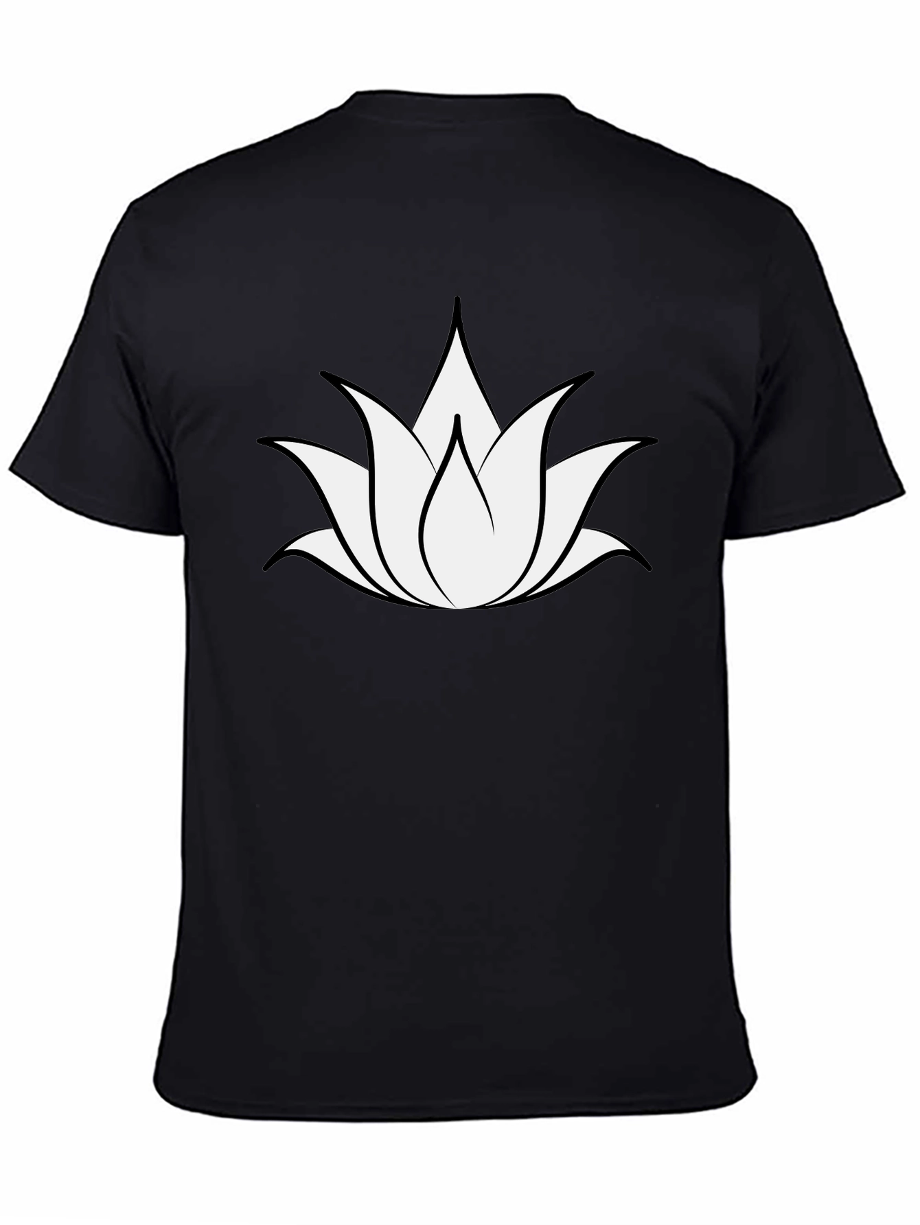 Black Lotus Flower Graphic Tee - Black Cotton Blend view 4