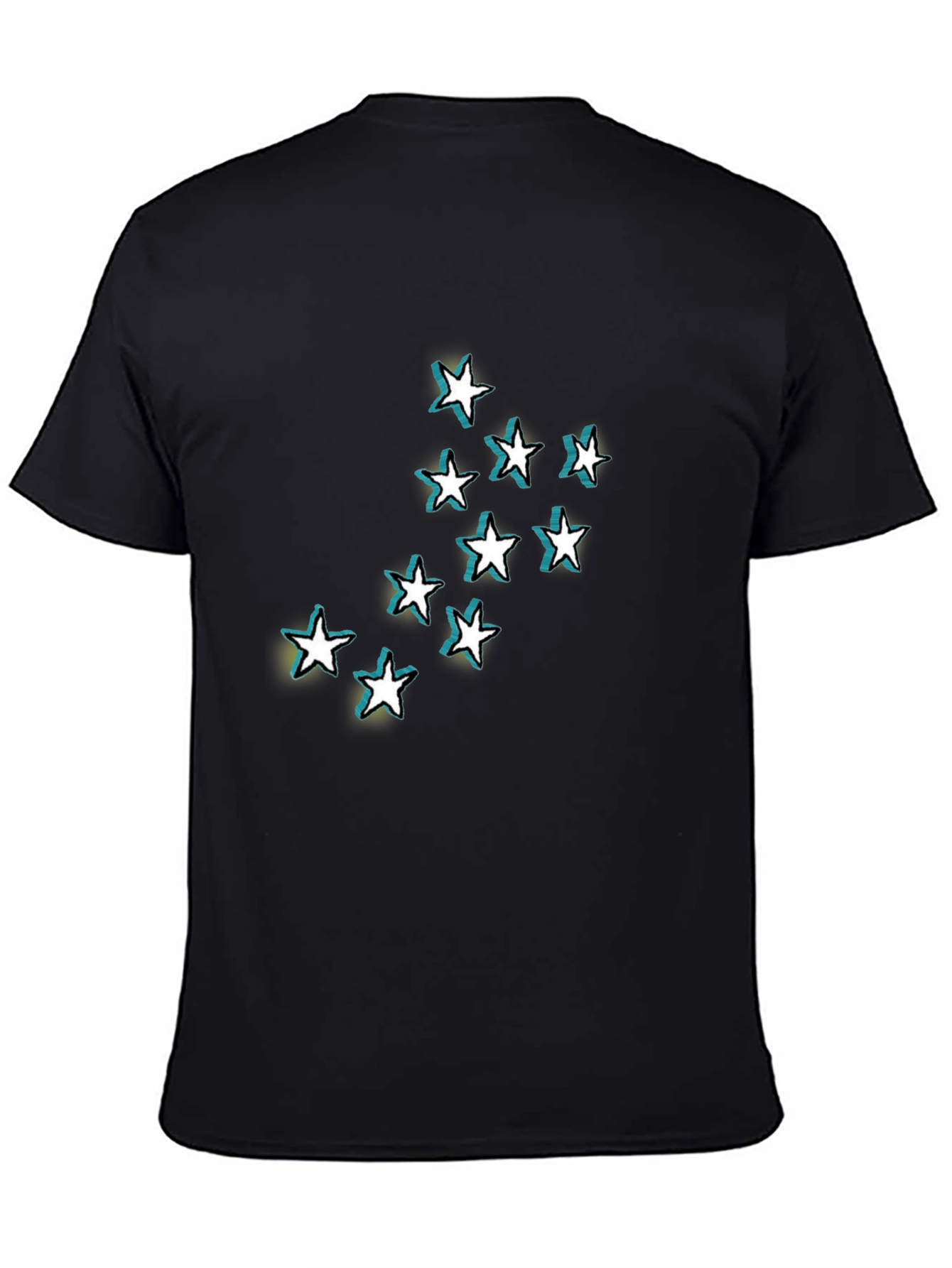 Black Stars Graphic Black T-Shirt for Men view 4