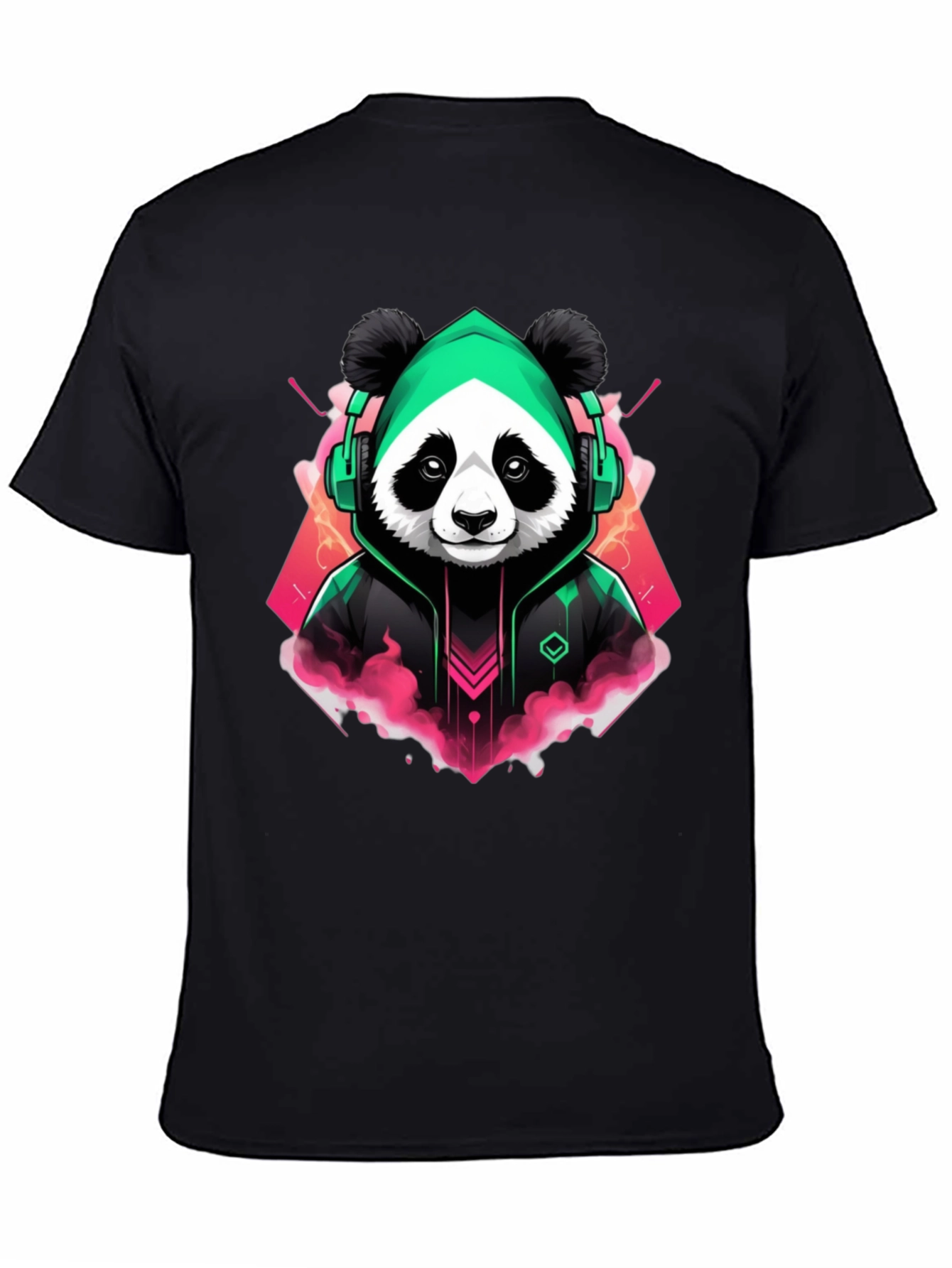 Black Cool Panda Gamer Graphic Tee - Black Cotton Blend view 4