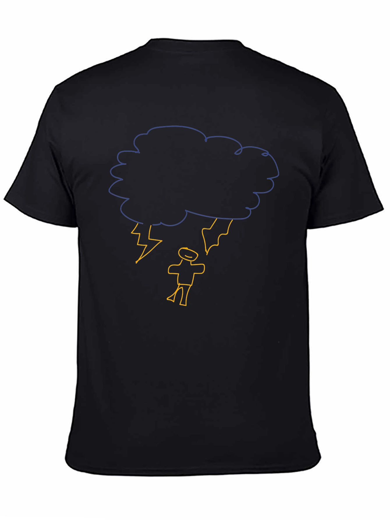 Black Humorous Thunderstorm Graphic Black T-Shirt view 4