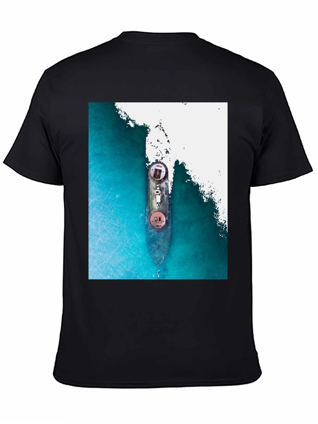 Black Sunken Ship Graphic T-Shirt view 4