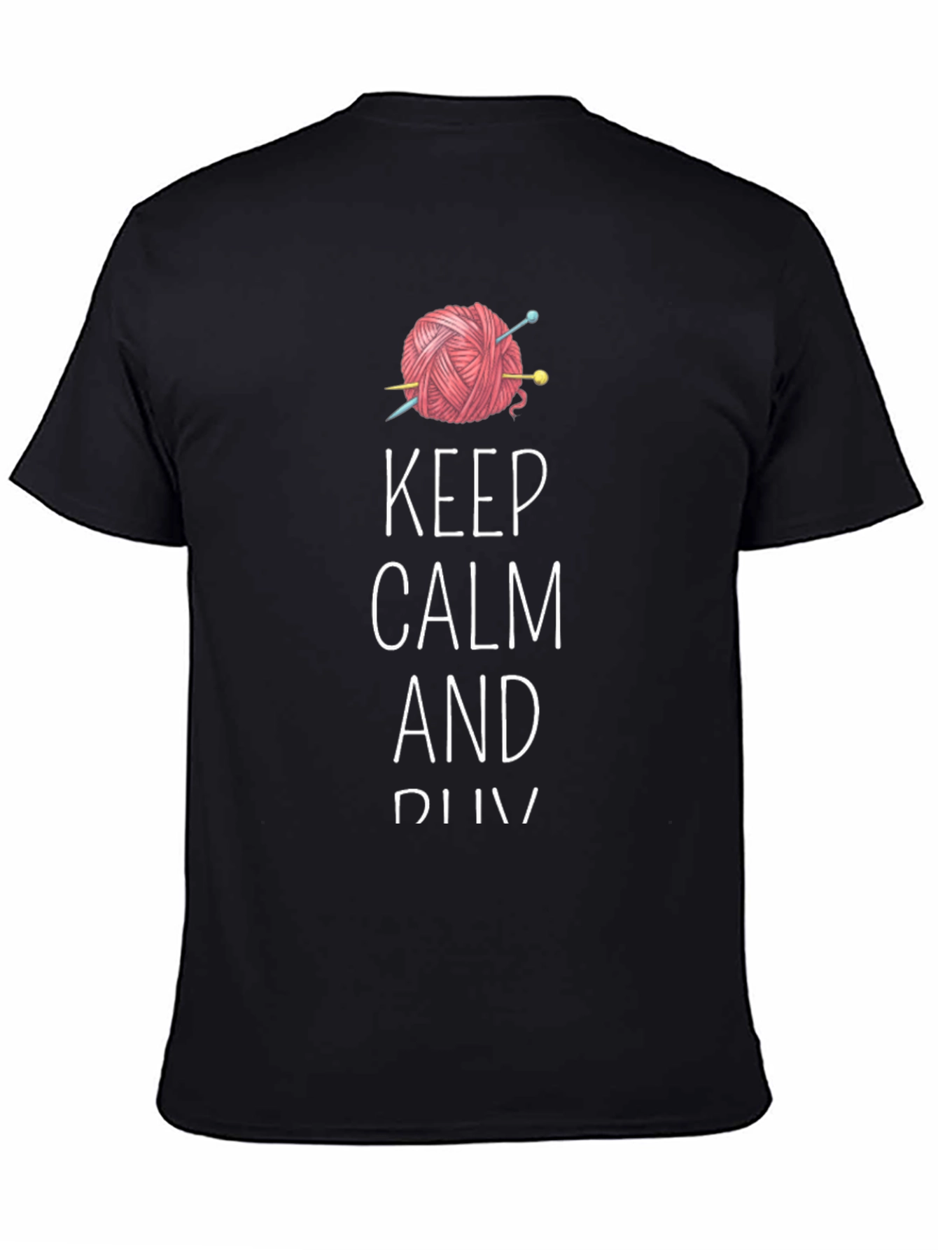 Black Keep Calm and Knit Tee - Yarn Lover's T-Shirt view 4