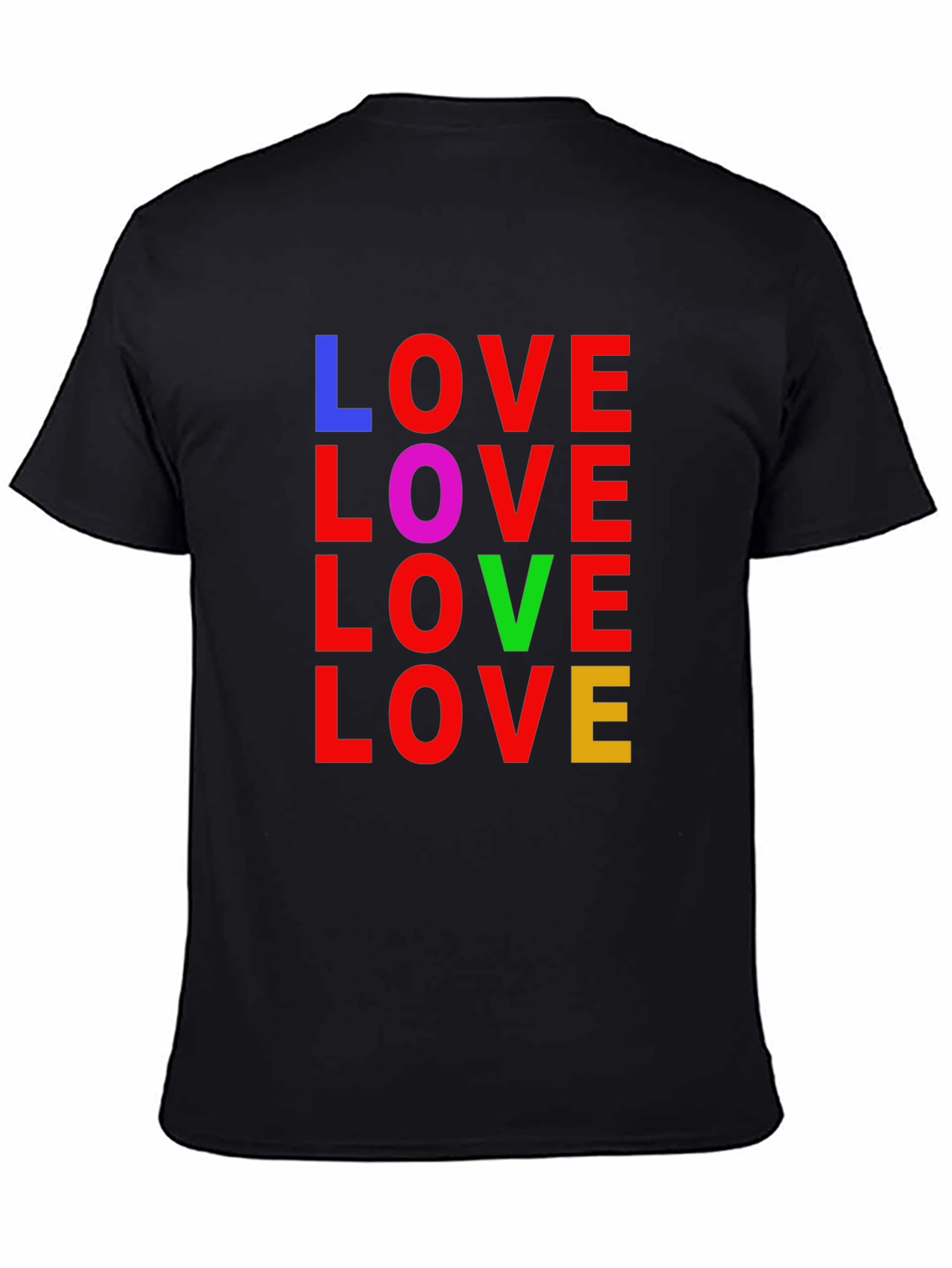 Black Colorful LOVE Graphic Tee - Unisex Black T-Shirt view 4