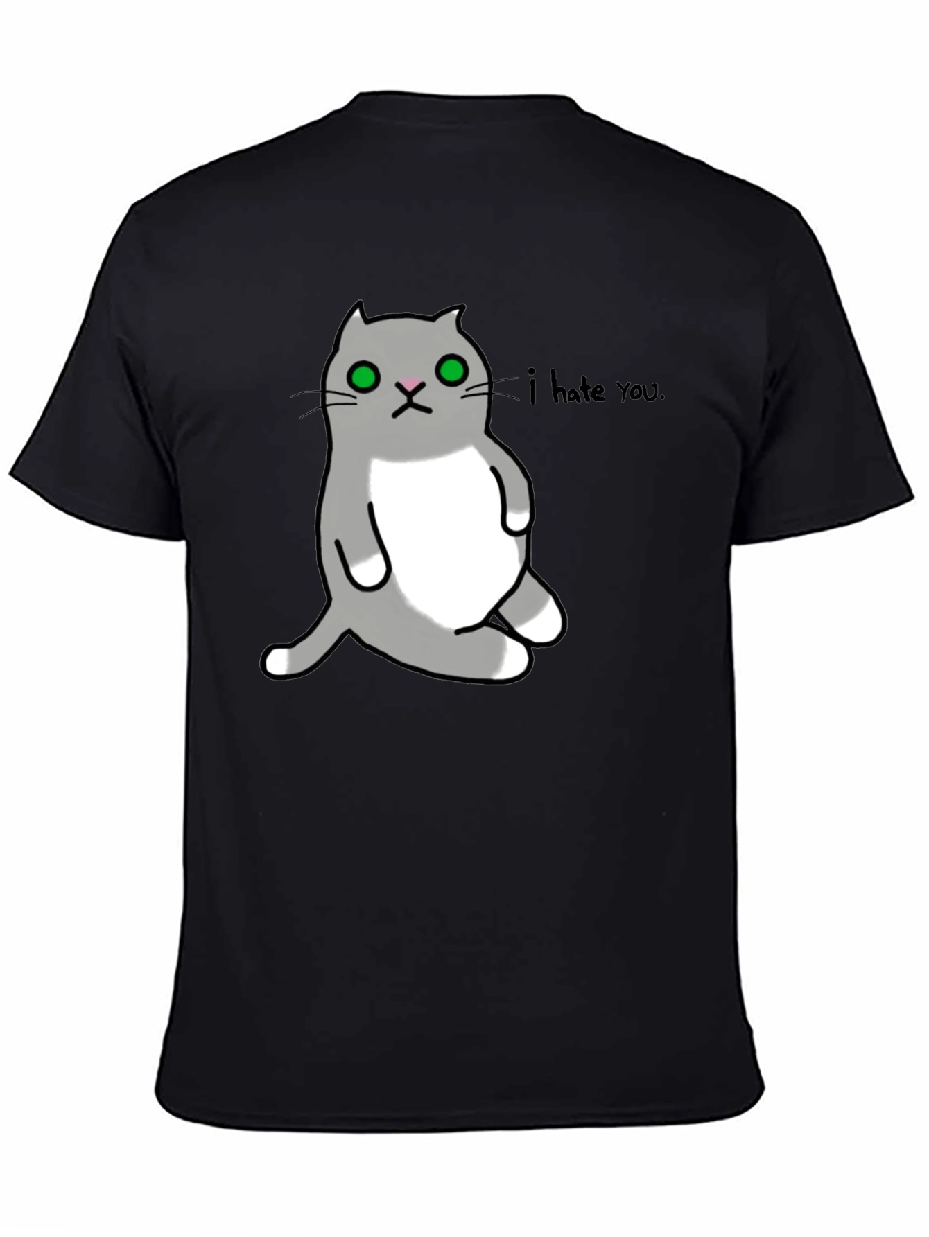 Black I Hate You Cat Graphic T-Shirt view 4