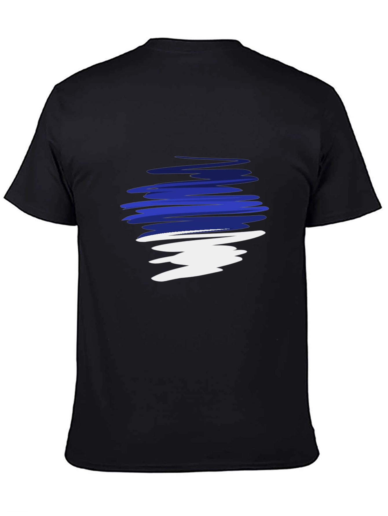 Men's Black Graphic Tee - Abstract Blue & White Design - 4