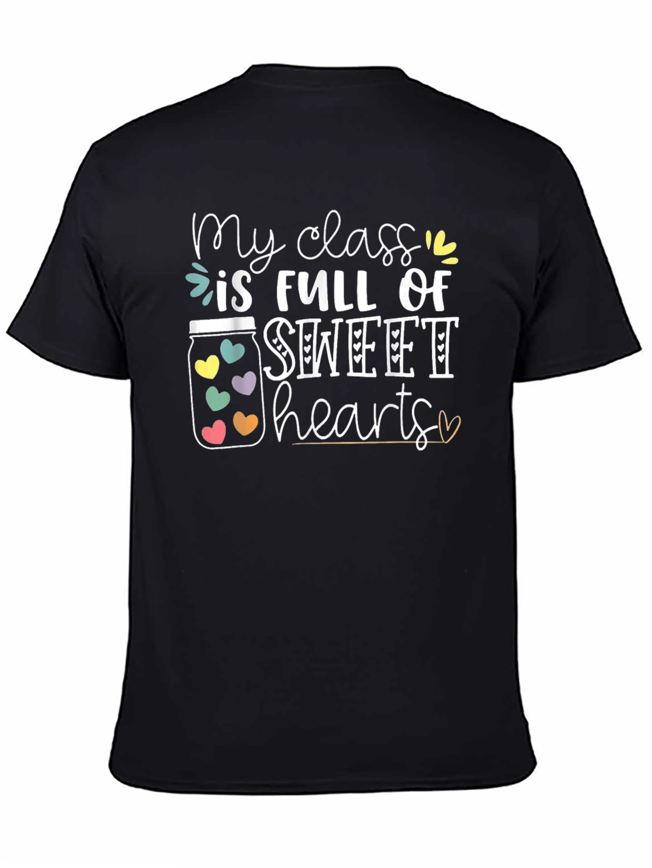 Black Sweet Hearts Teacher T-Shirt view 4