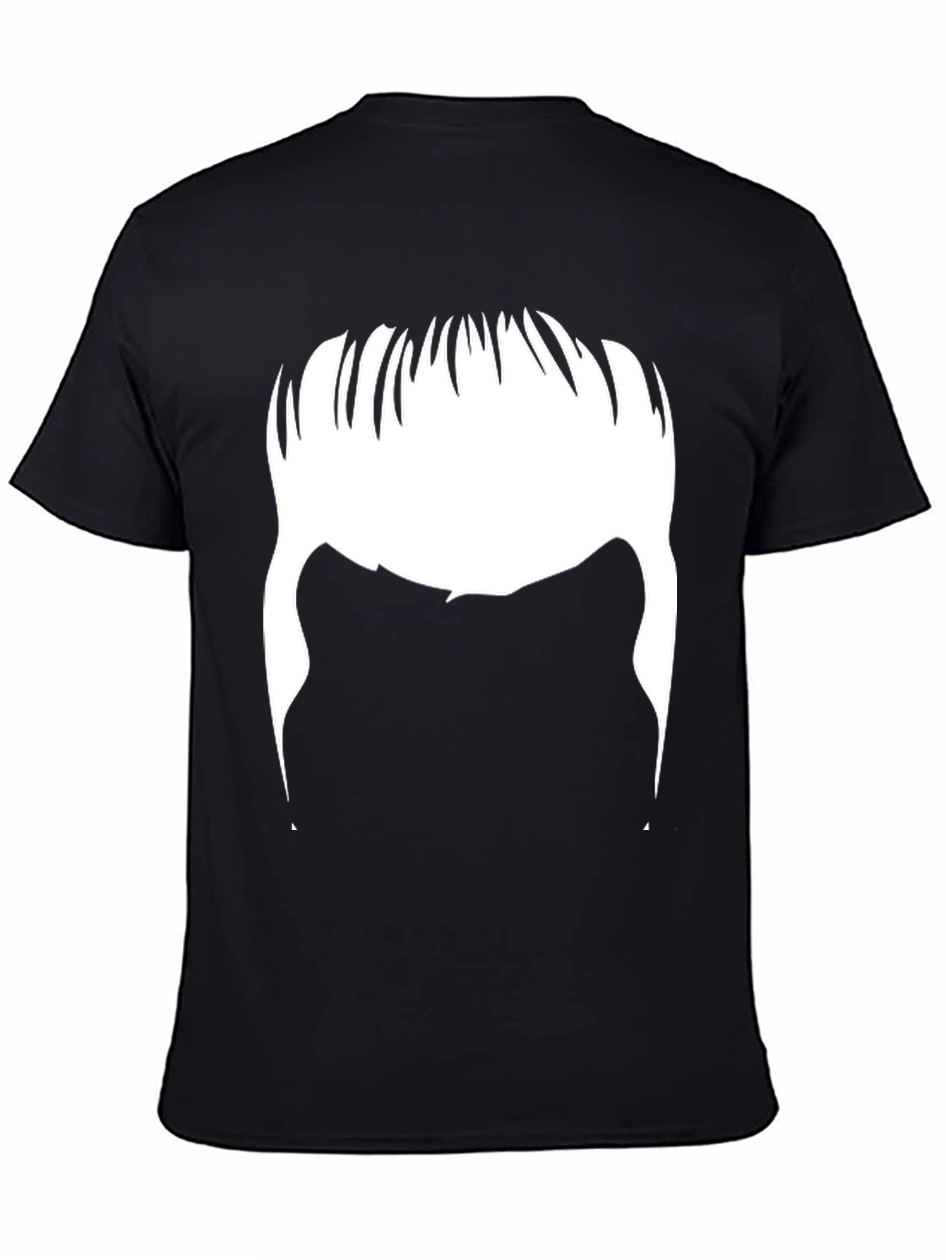 Black Retro Hair Tee - Funny Silhouette T-Shirt view 4