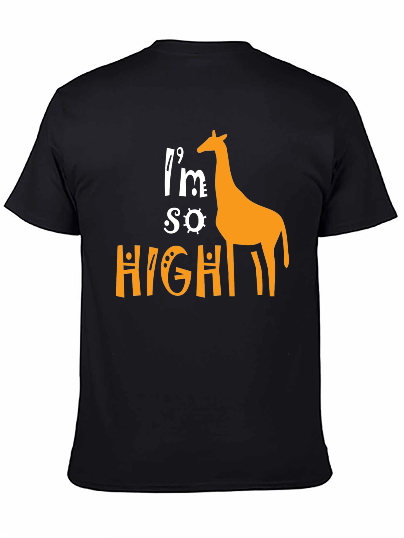 Black I'm So High Giraffe Graphic T-Shirt - Novelty Tee view 4