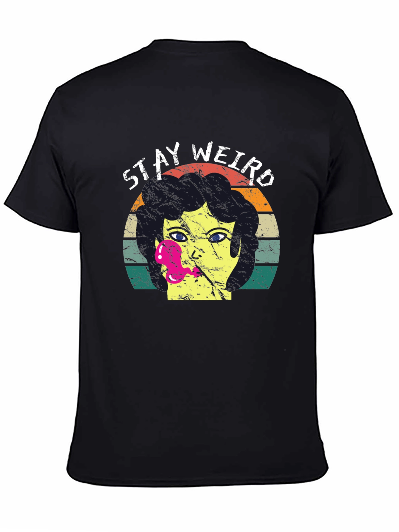 Black Stay Weird Graphic Tee - Retro Style view 4