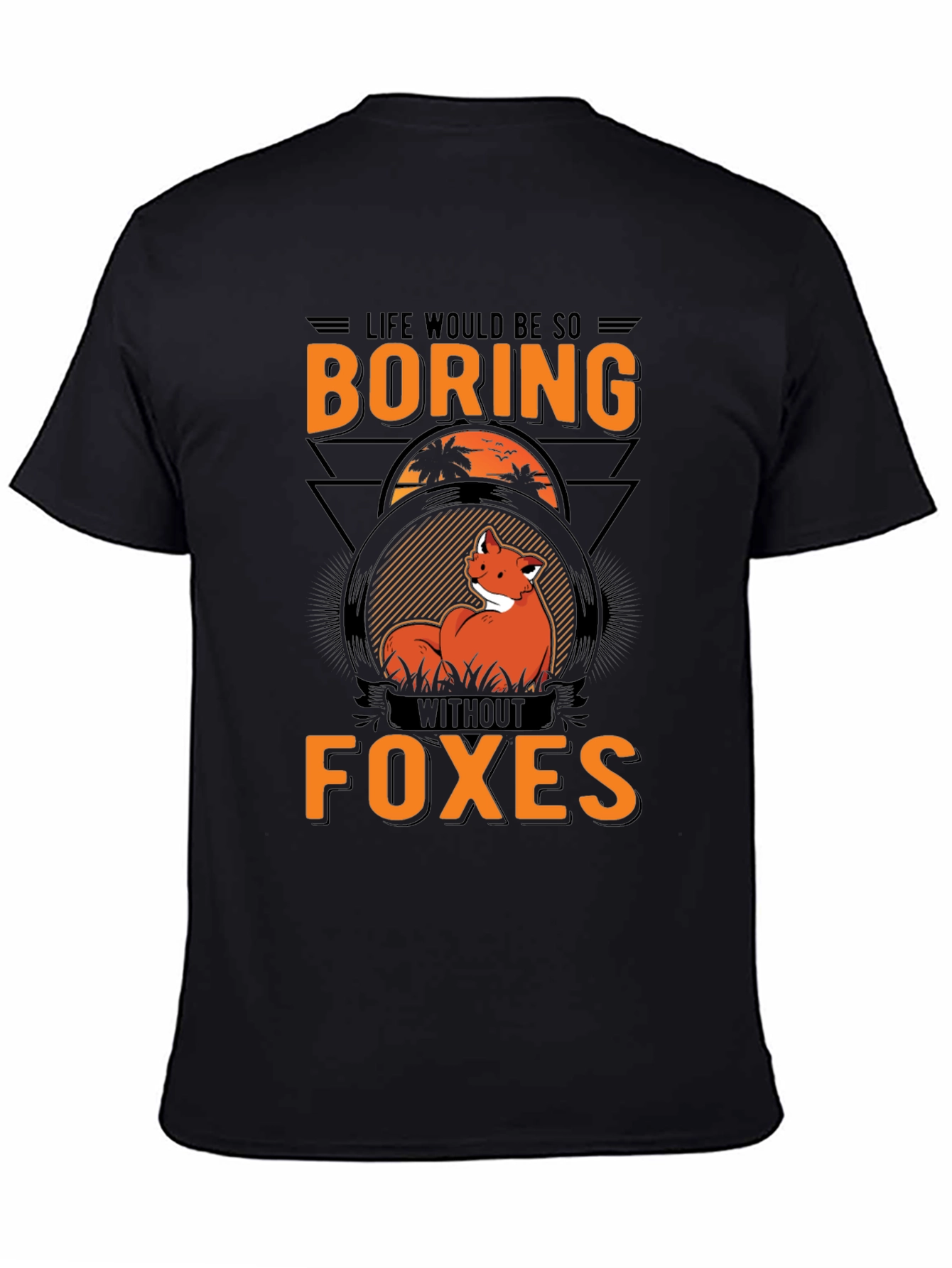 Black Boring Without Foxes Black Graphic T-Shirt view 4