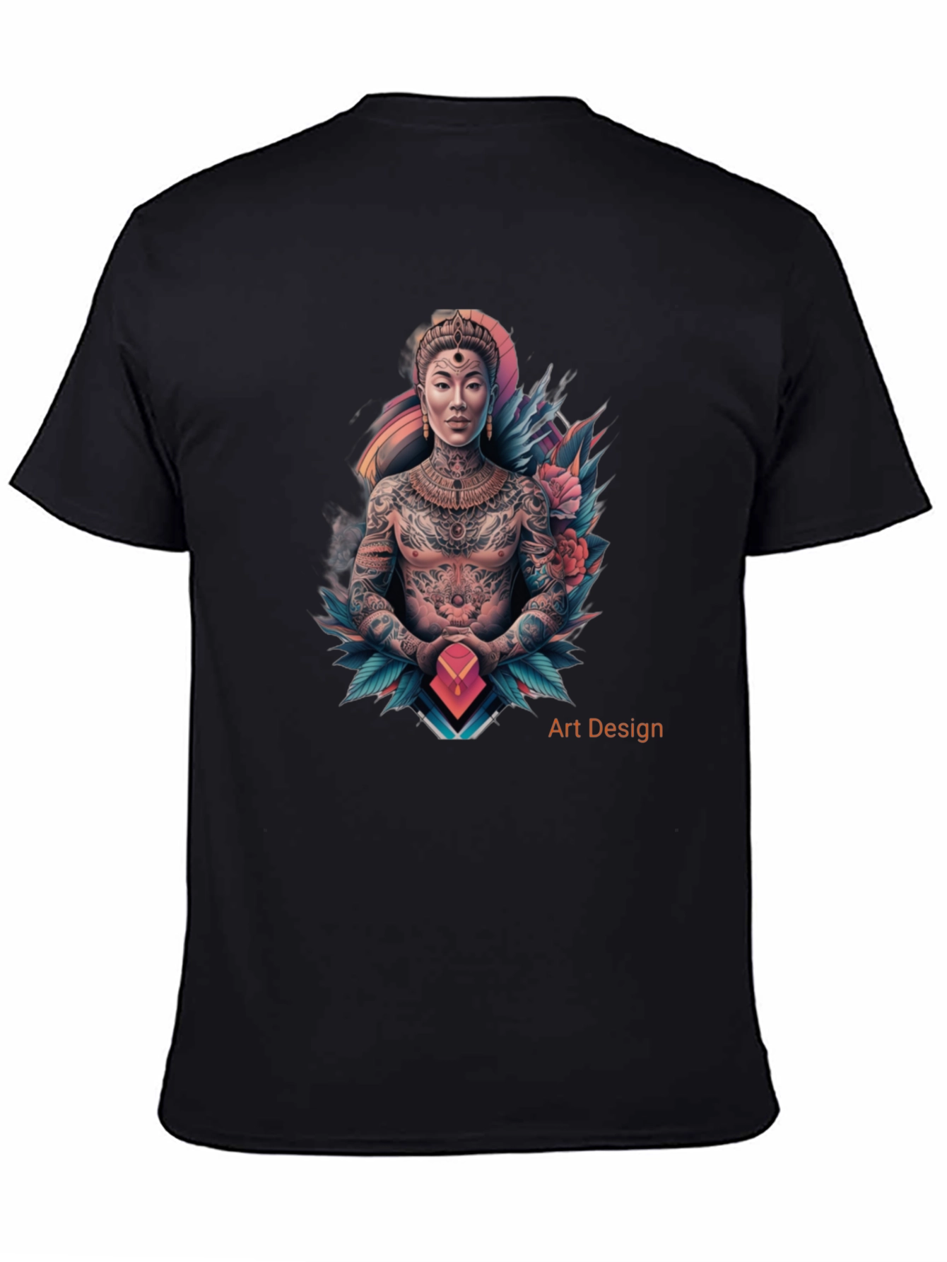 Black Tattoo Art Design Black T-Shirt view 4
