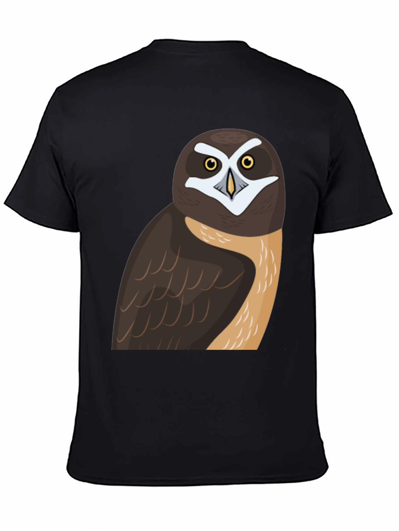 Black Owl Graphic Print T-Shirt, Black Cotton Tee view 4