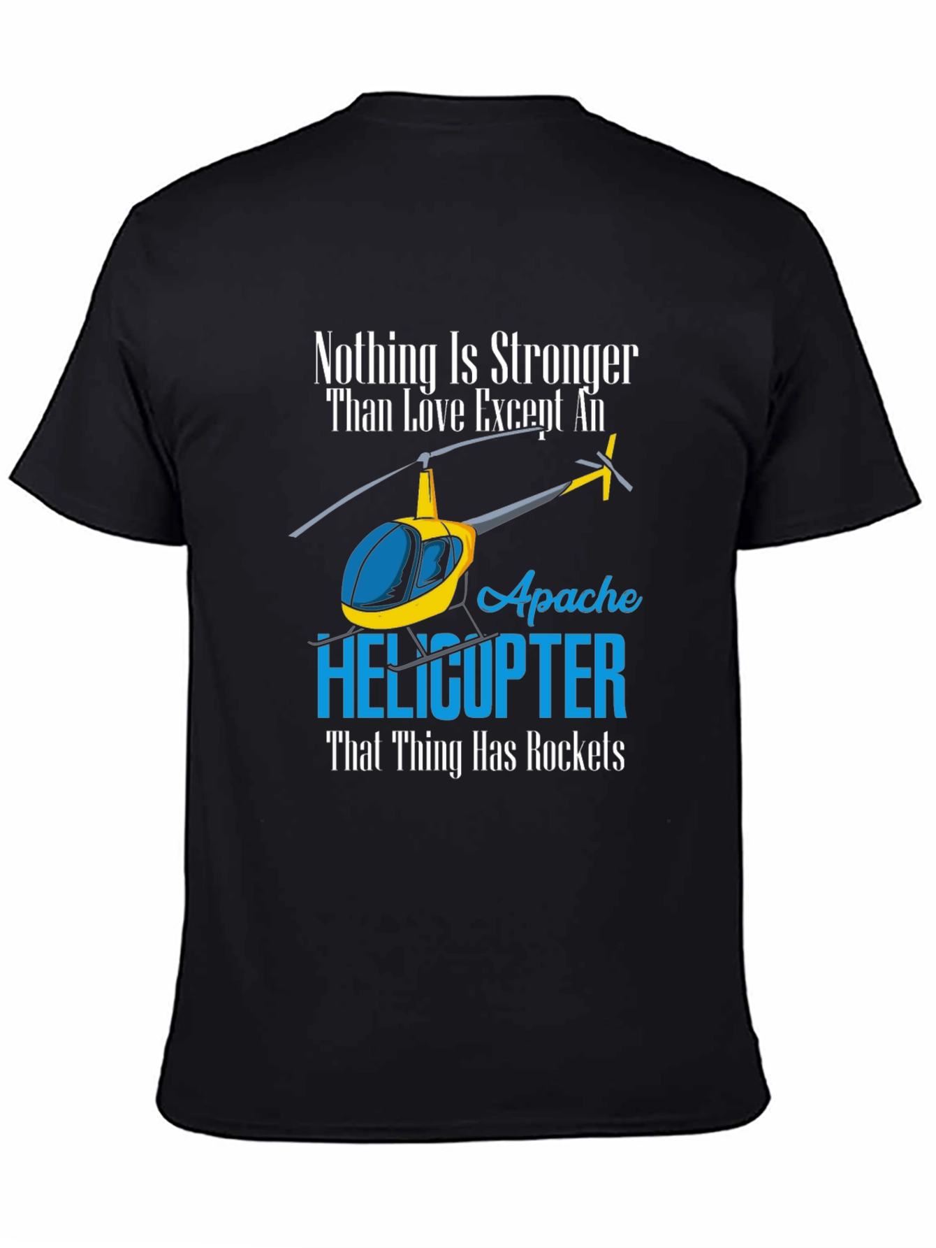 Black Apache Helicopter Graphic T-Shirt view 4