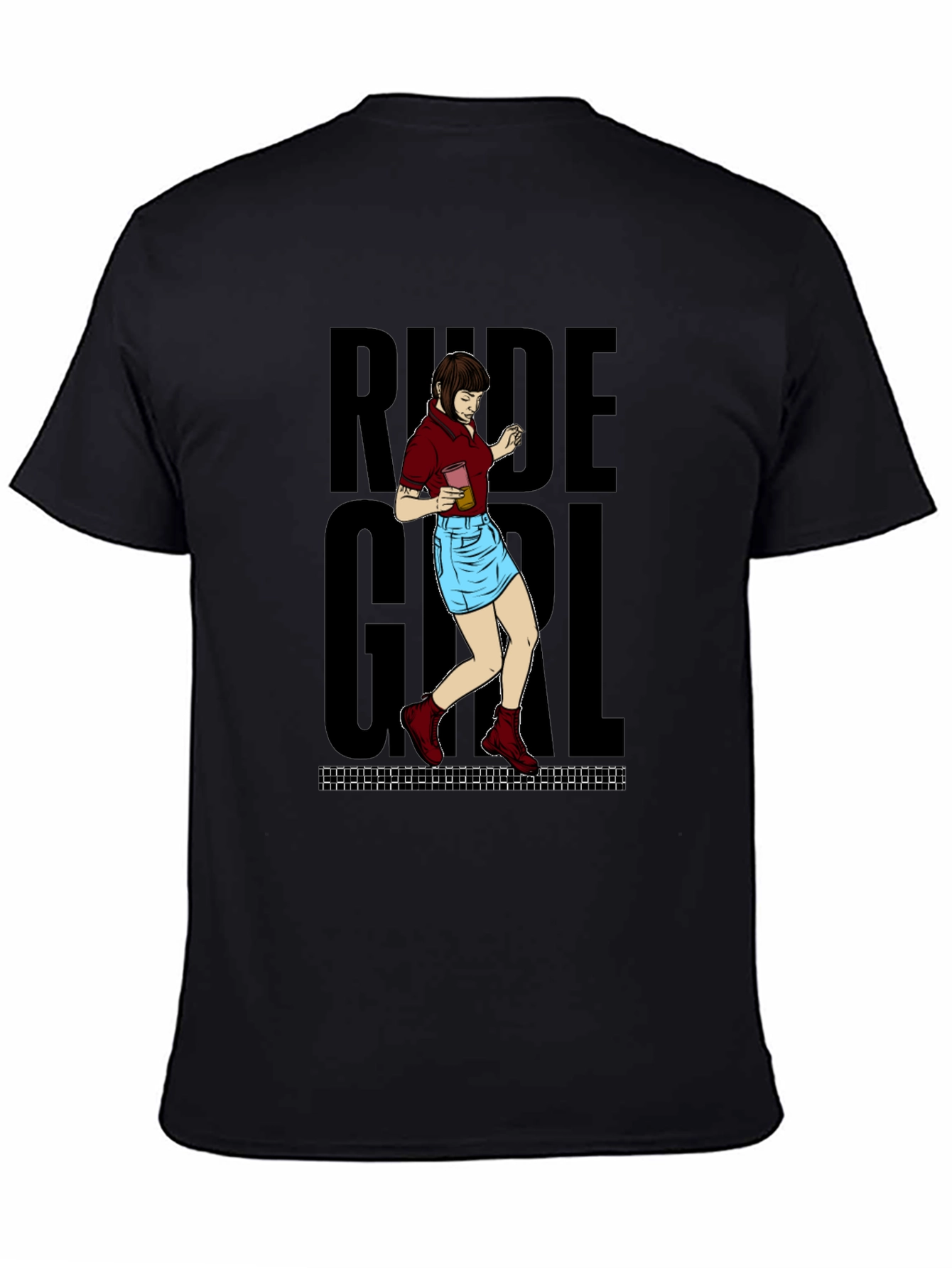 Black Rude Girl Graphic T-Shirt - Black Crew Neck Tee view 4