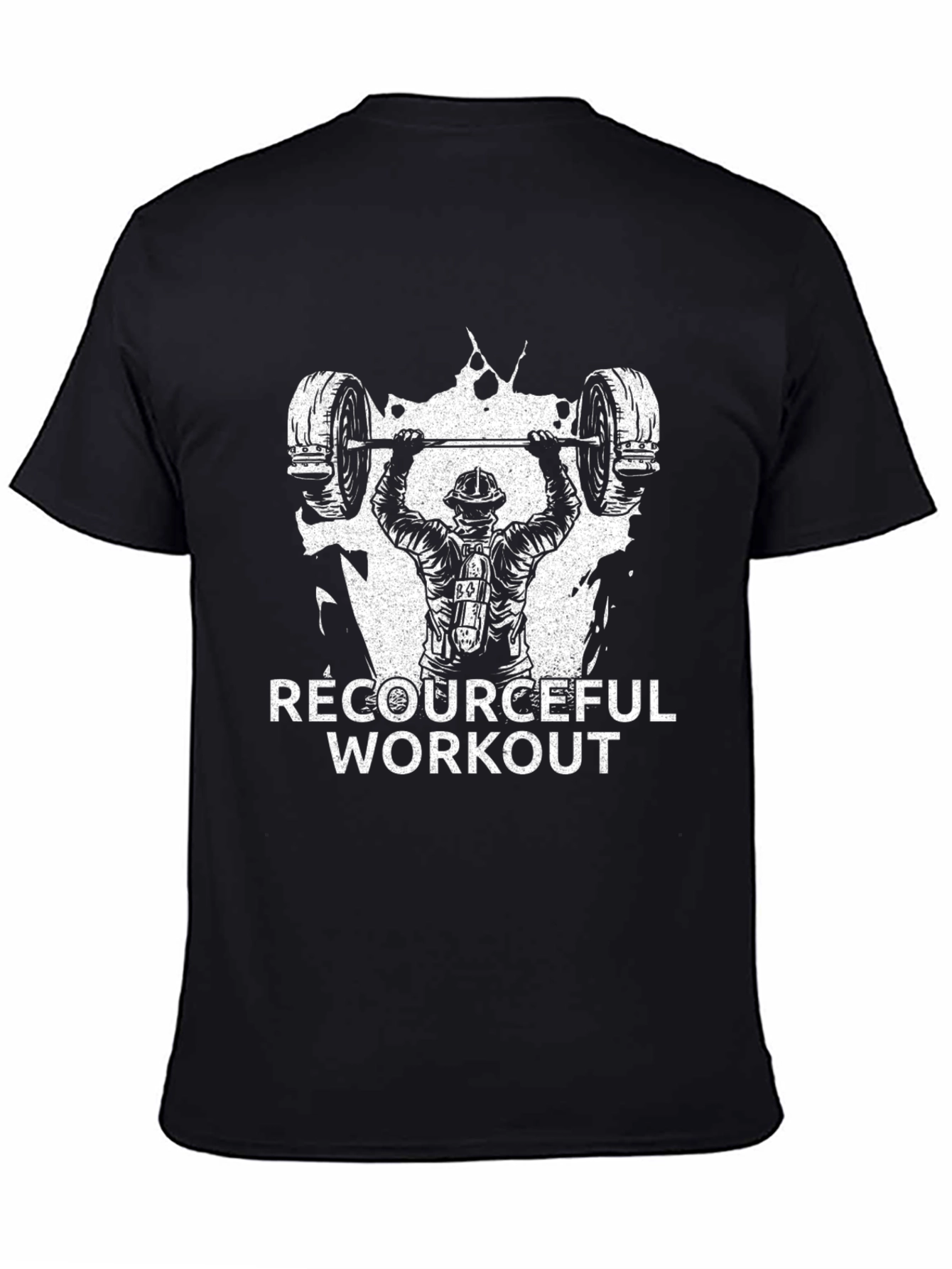 Black Firefighter Workout T-Shirt - Resourceful Fitness view 4