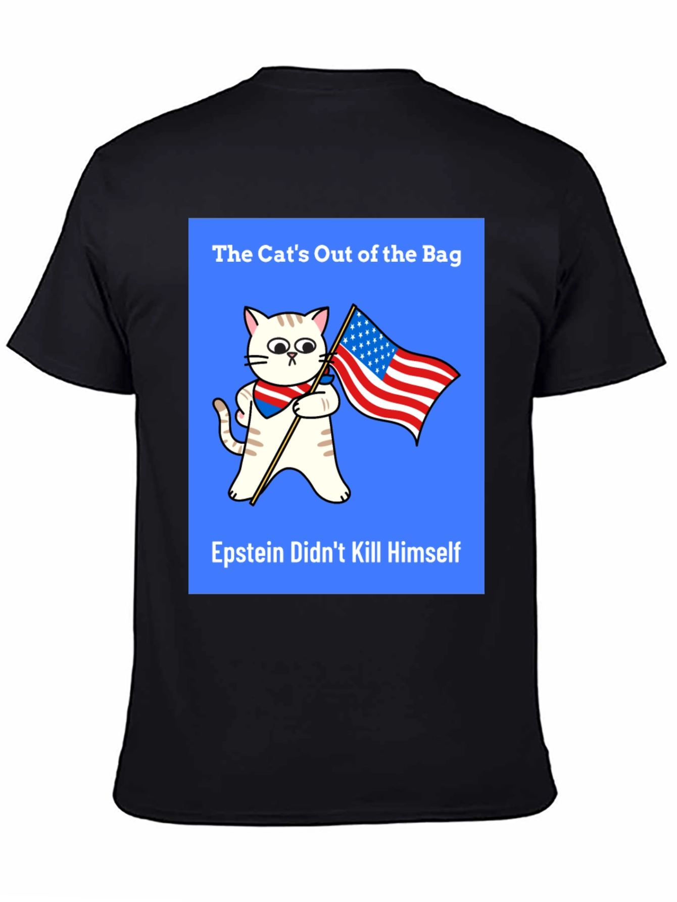 Black The Cat's Out of the Bag T-Shirt view 4