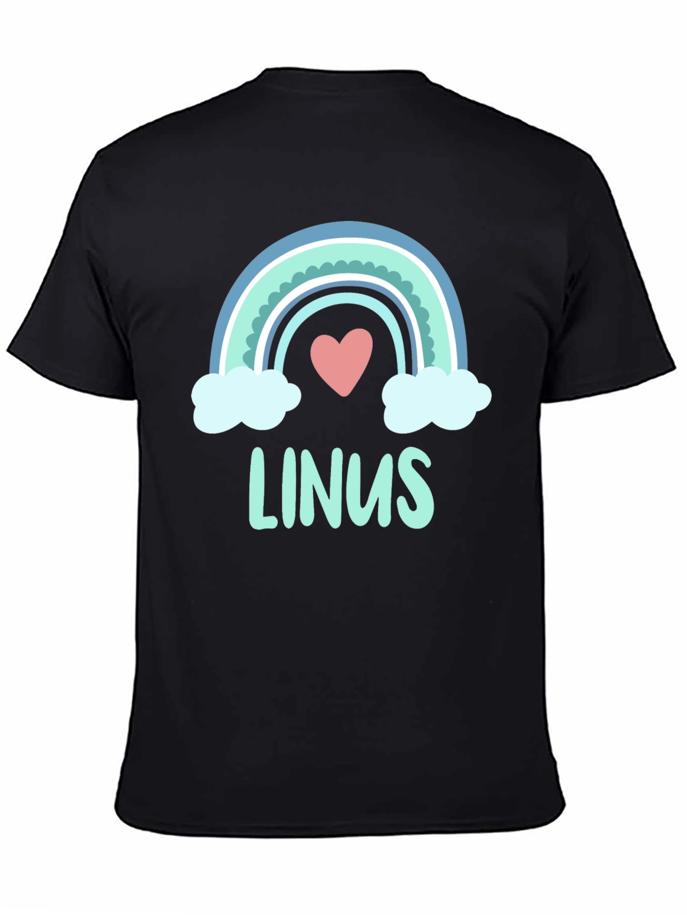 Black Linus Rainbow Heart Personalized T-Shirt view 4