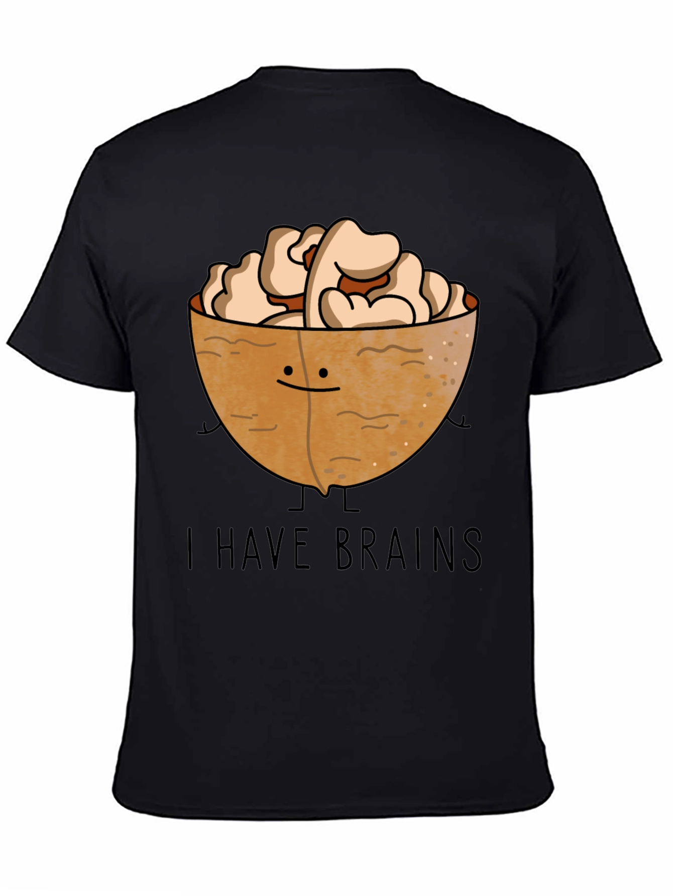 Black I Have Brains Walnut Graphic T-Shirt view 4