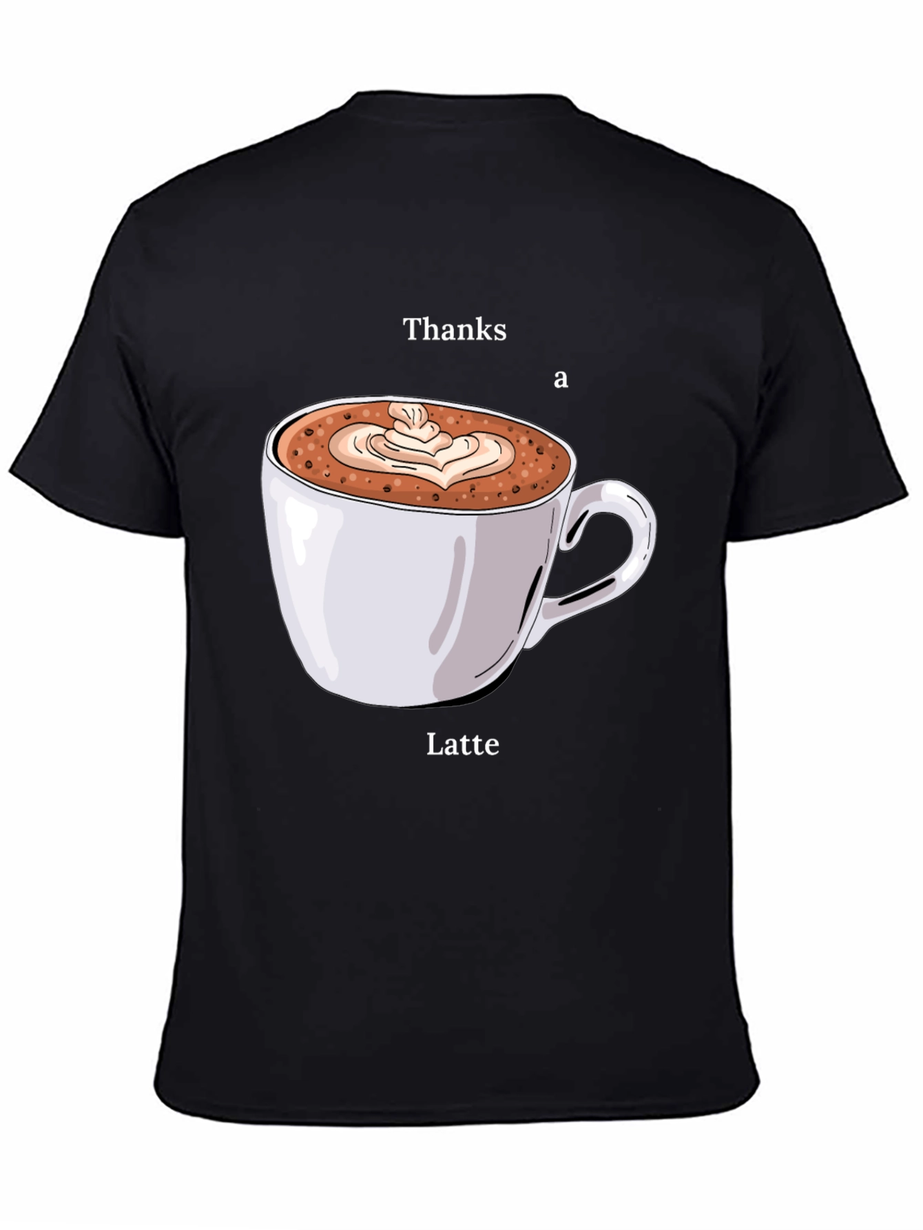 Black Thanks a Latte T-Shirt - Coffee Lover Tee view 4
