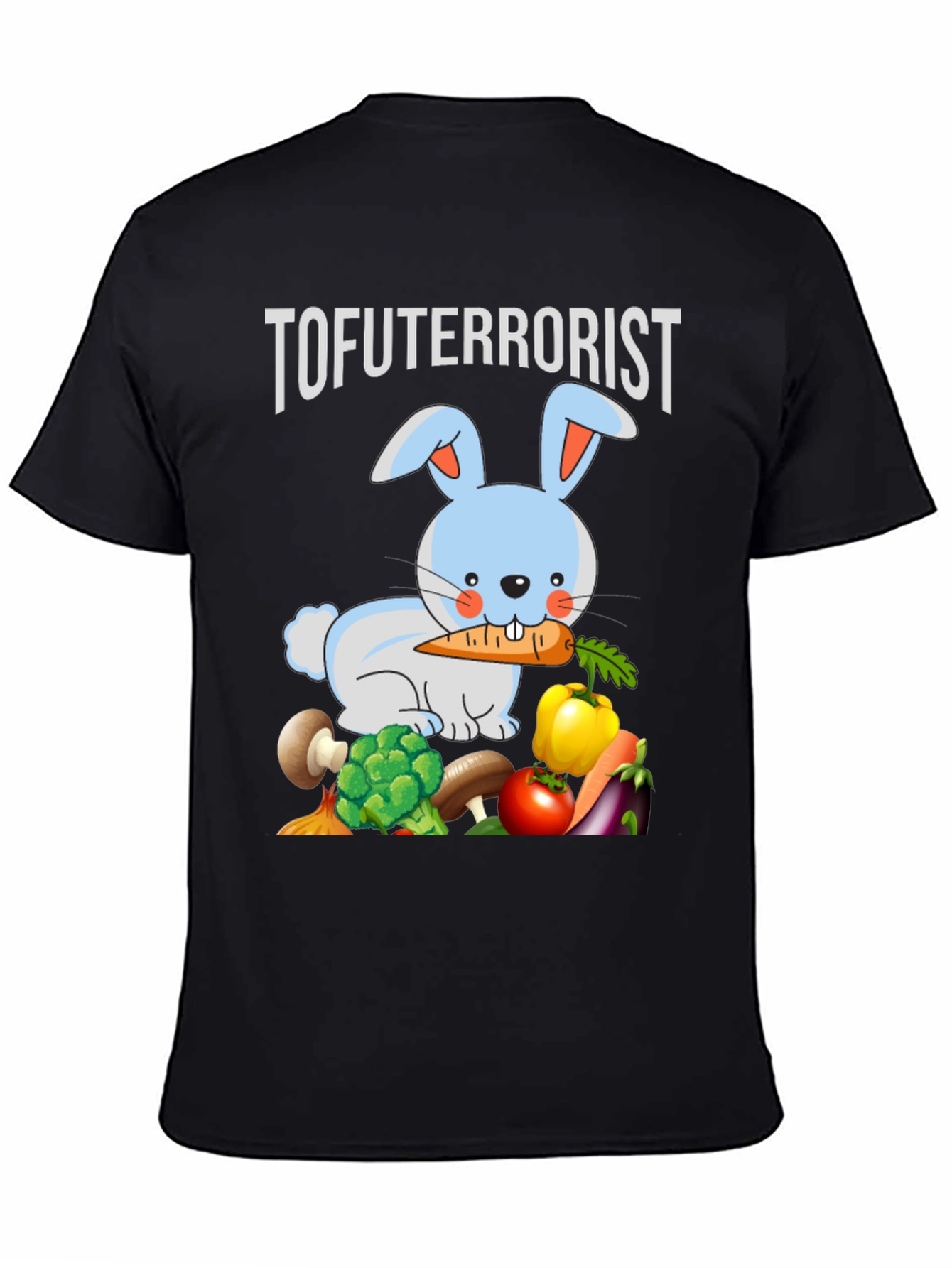Black Tofuterrorist Vegan Bunny T-Shirt view 4