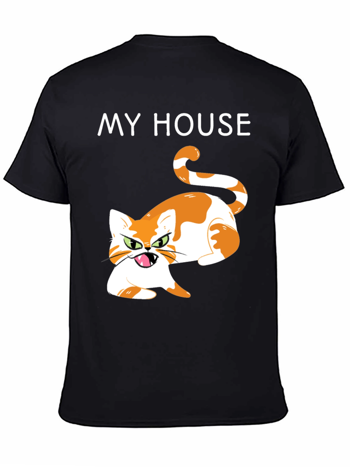 Black My House Cat Graphic T-Shirt - Novelty Tee view 4