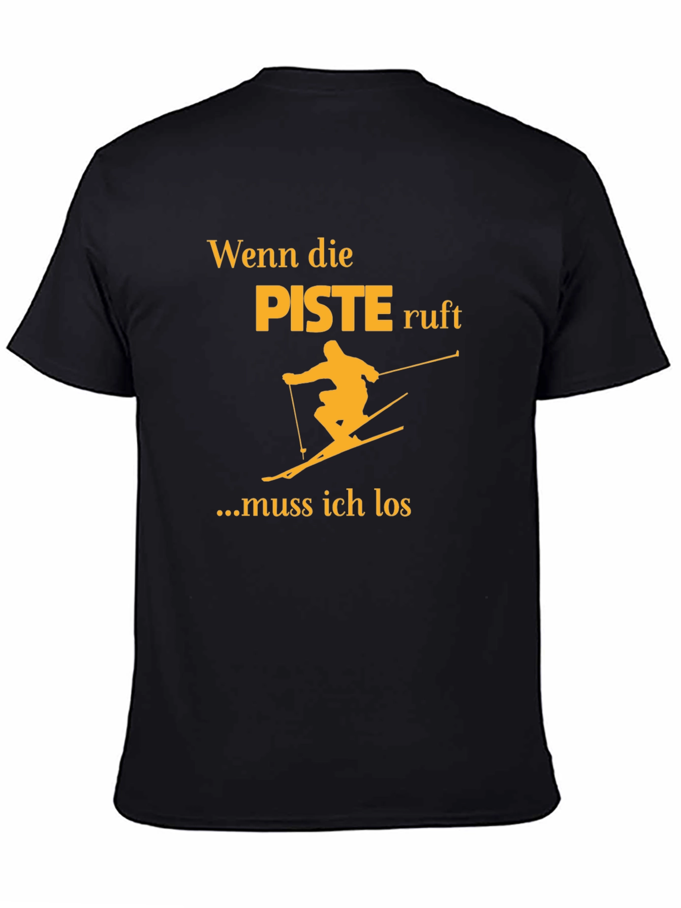 Black Wenn die Piste Ruft Black T-Shirt - Skiing Adventure Tee view 4
