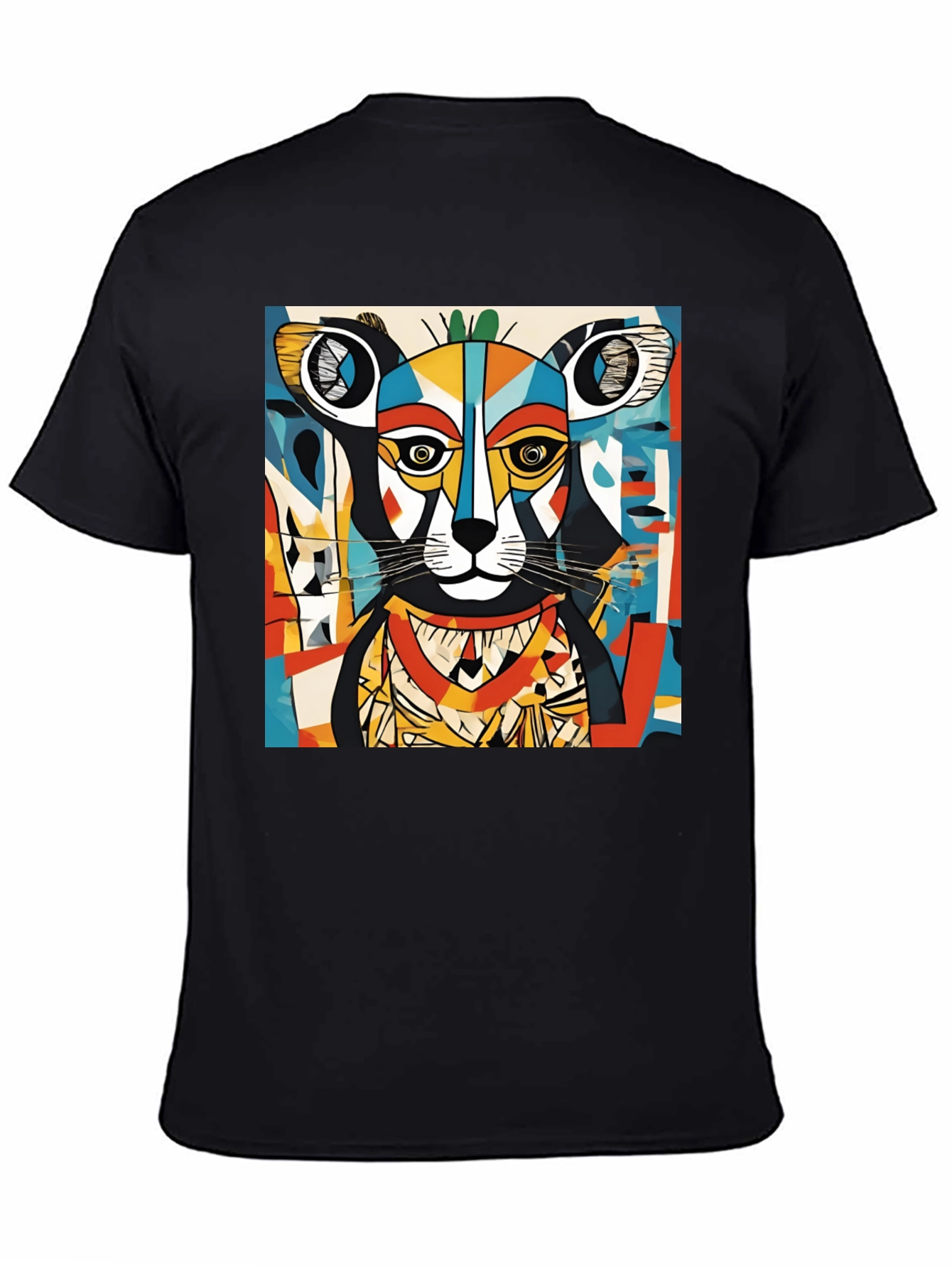 Black Abstract Animal Graphic Tee - Modern Art Shirt view 4