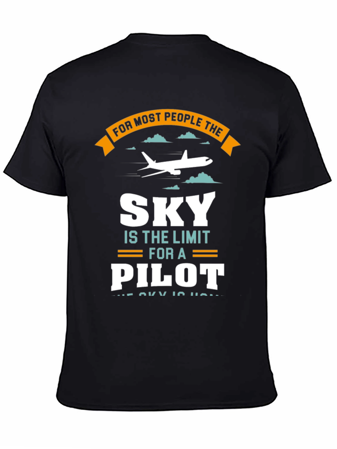 Black Pilot Sky Limit T-Shirt - Aviation Gift Tee view 4