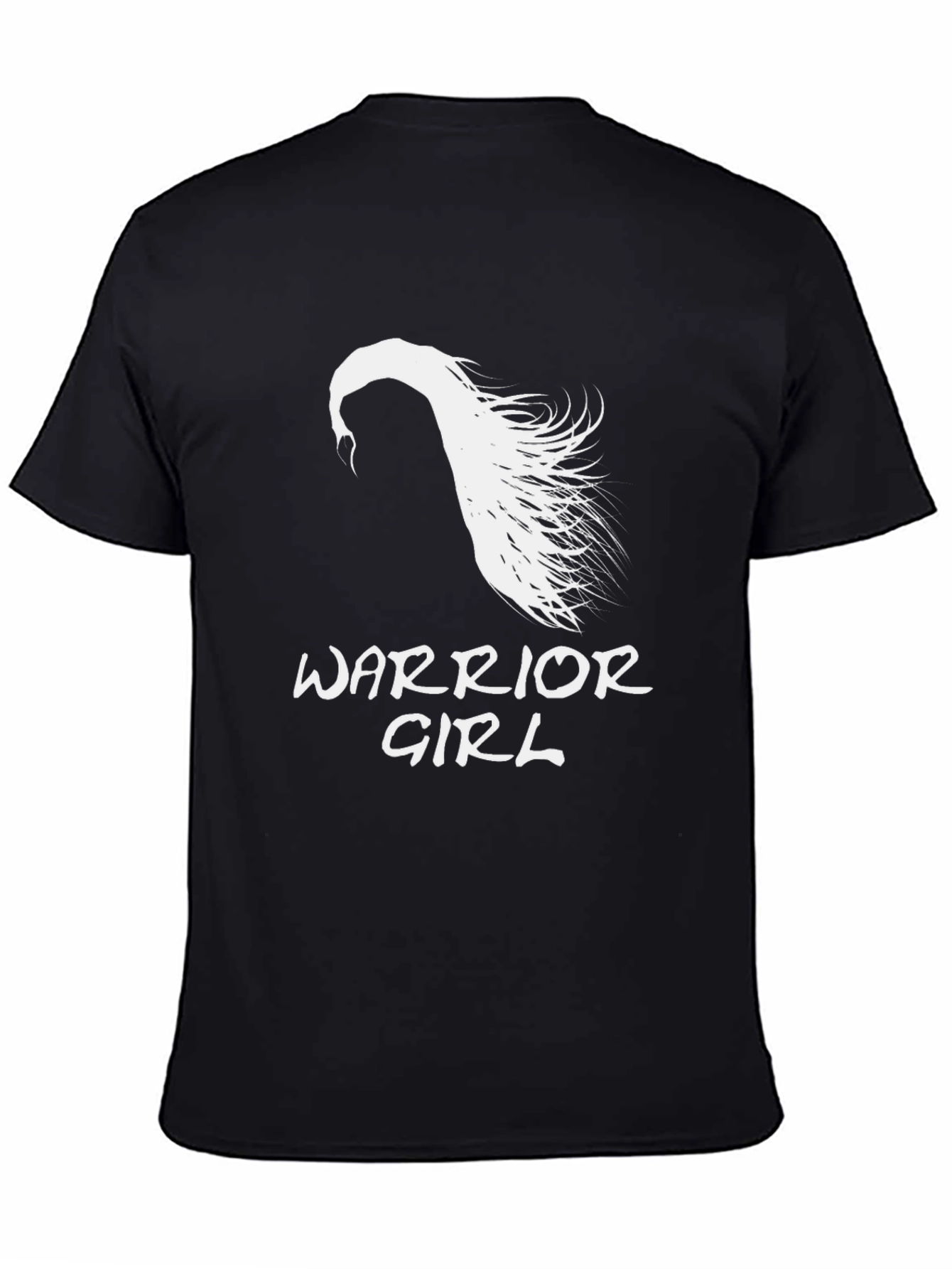 Black Warrior Girl Graphic T-Shirt - Black Cotton Tee view 4