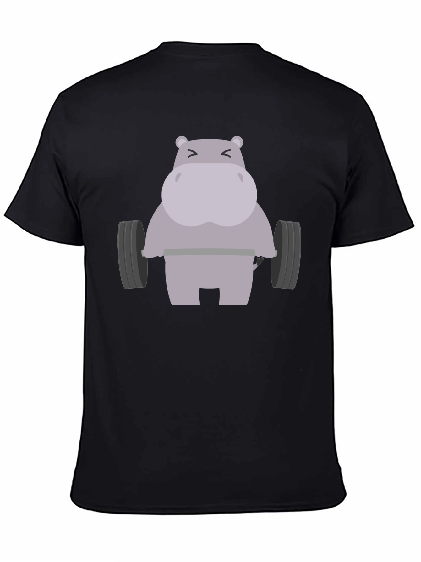 Black Hippo Lifting Weights Graphic T-Shirt - Gym Humor view 4