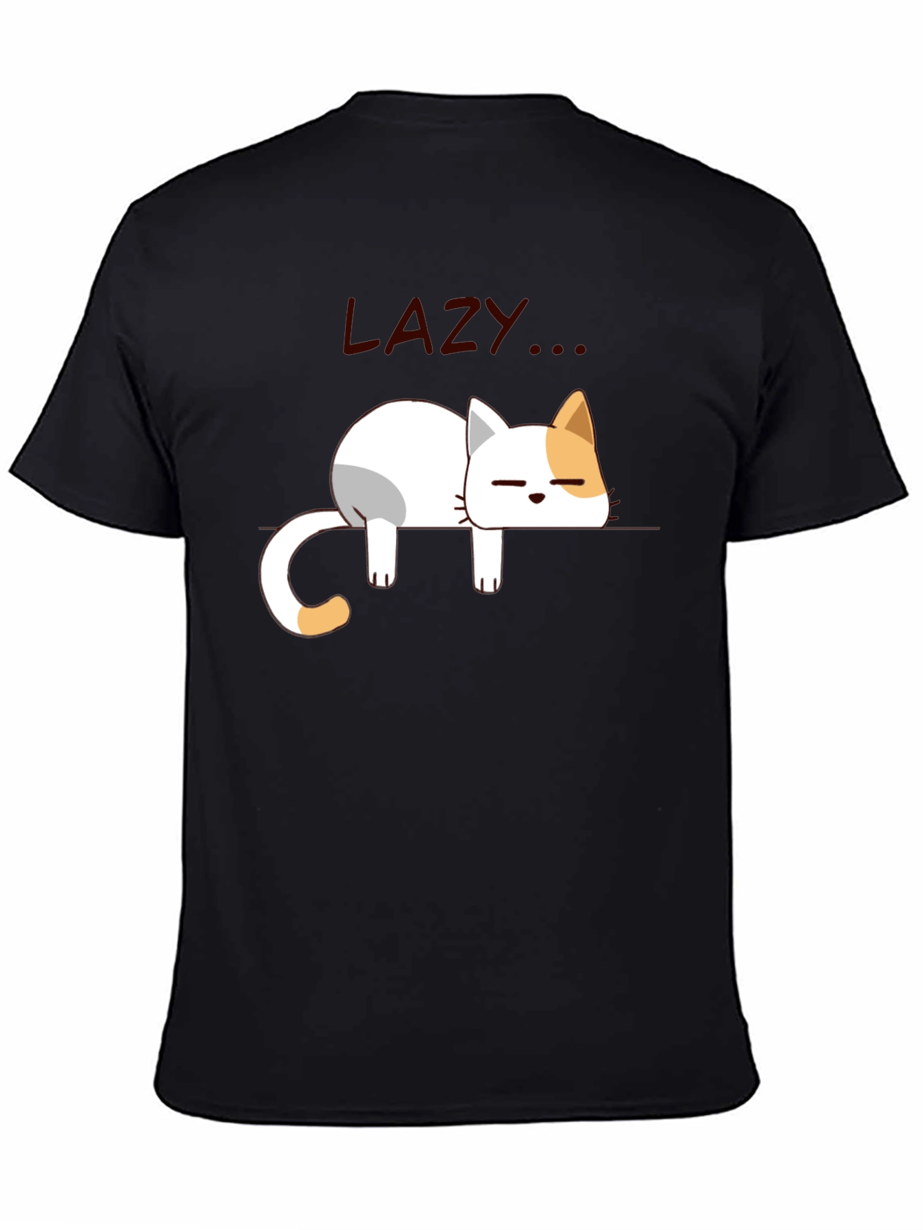 Black Lazy Cat Graphic T-Shirt - Relaxed Fit, Soft Cotton view 4