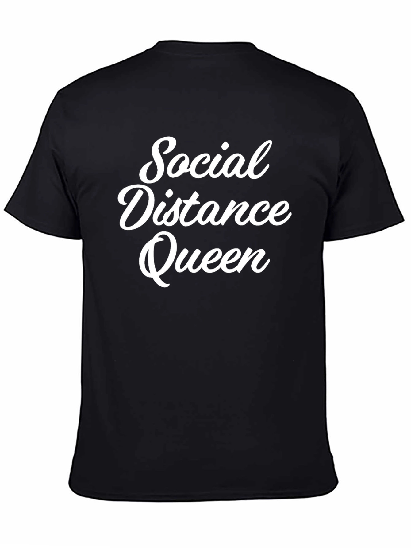 Black Social Distance Queen T-Shirt - Black view 4