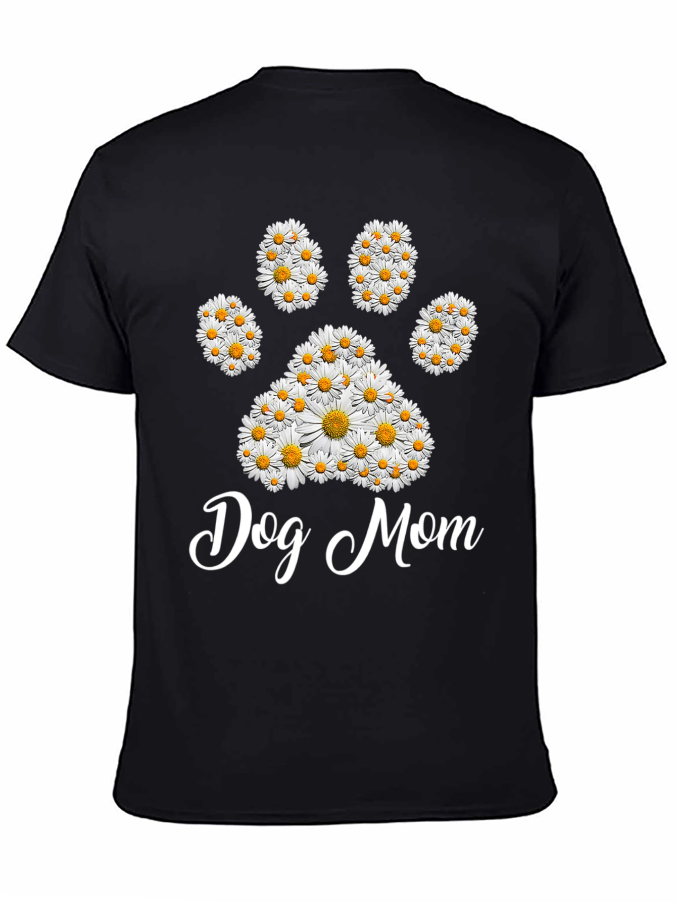 Black Dog Mom Daisy Paw Print T-Shirt view 4