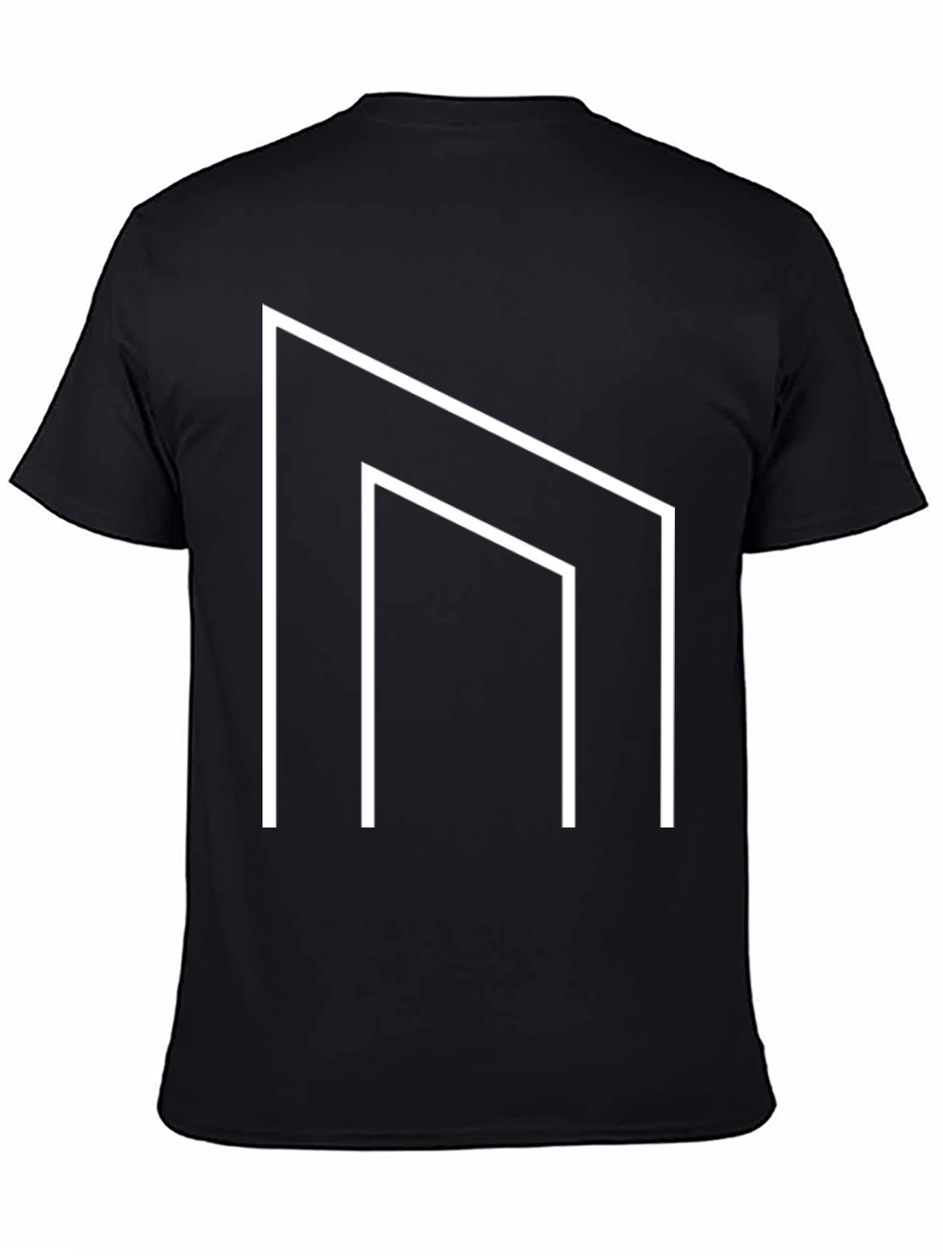 Black Abstract Geometric Graphic Black T-Shirt view 4