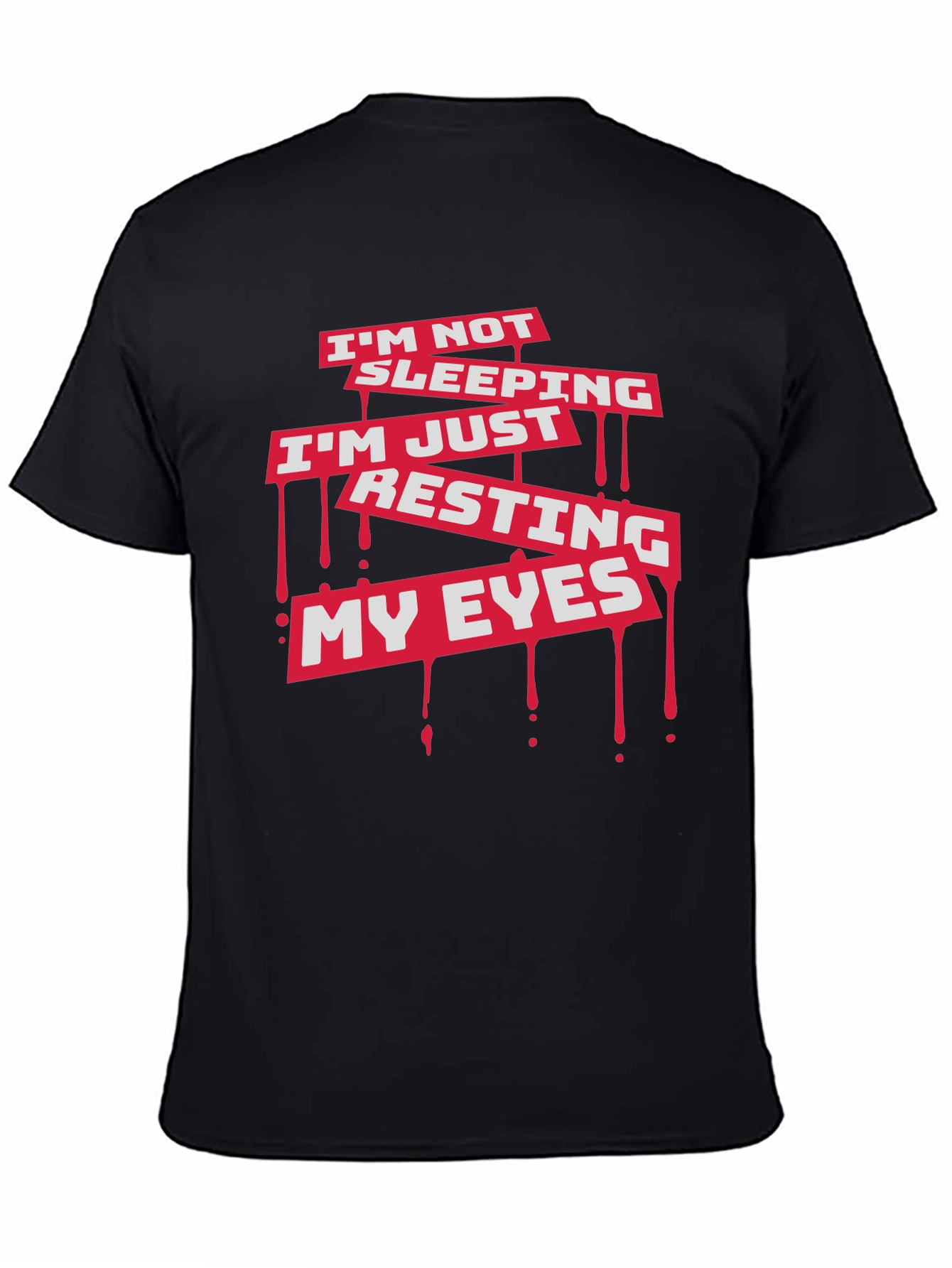 Black I'm Not Sleeping Graphic Tee - Funny Men's Black T-Shirt view 4