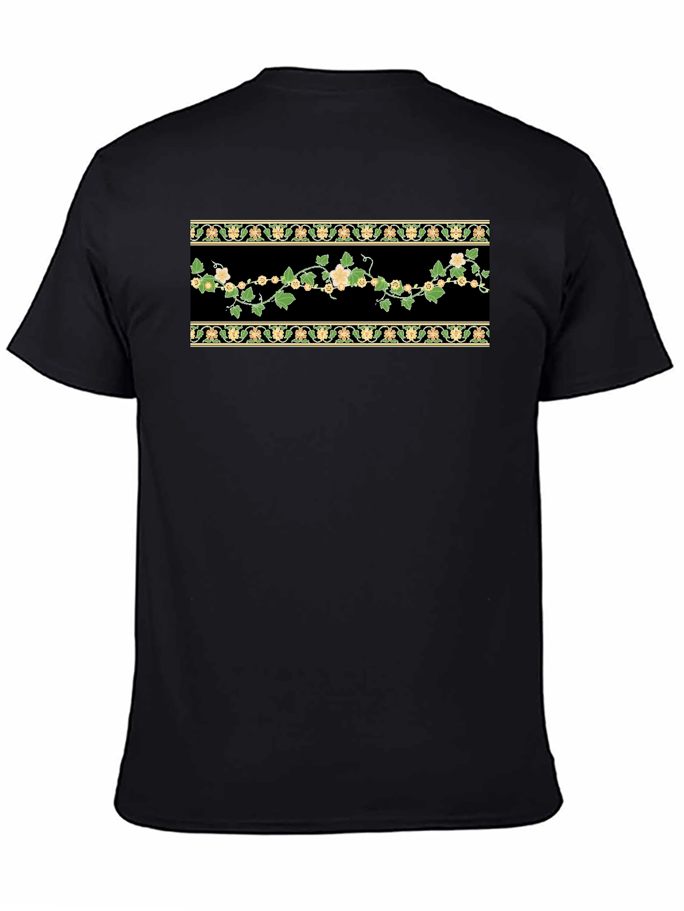 Black Floral Vine Graphic T-Shirt - Black view 4