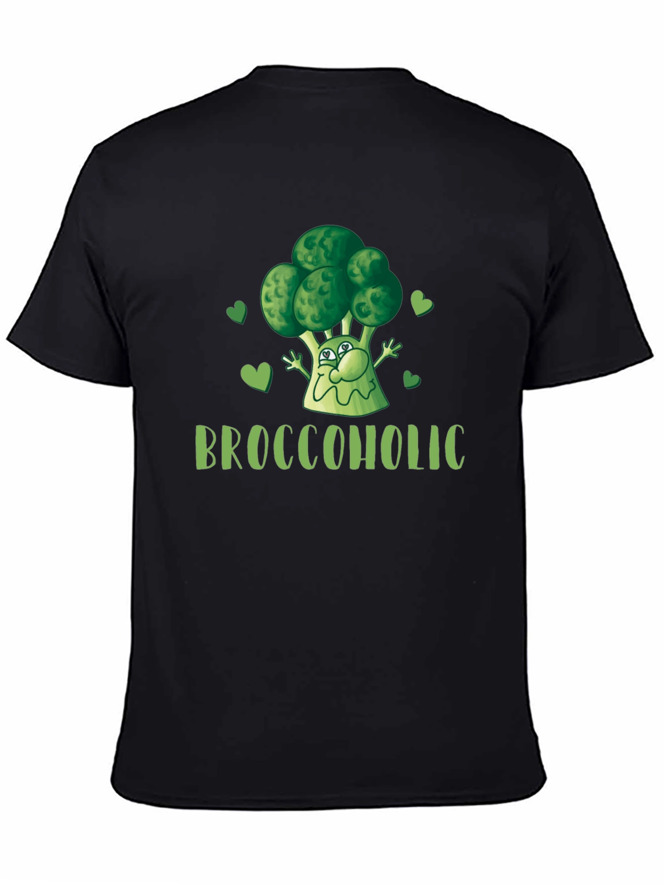 Black Broccoholic Funny Broccoli Lover Black T-Shirt view 4