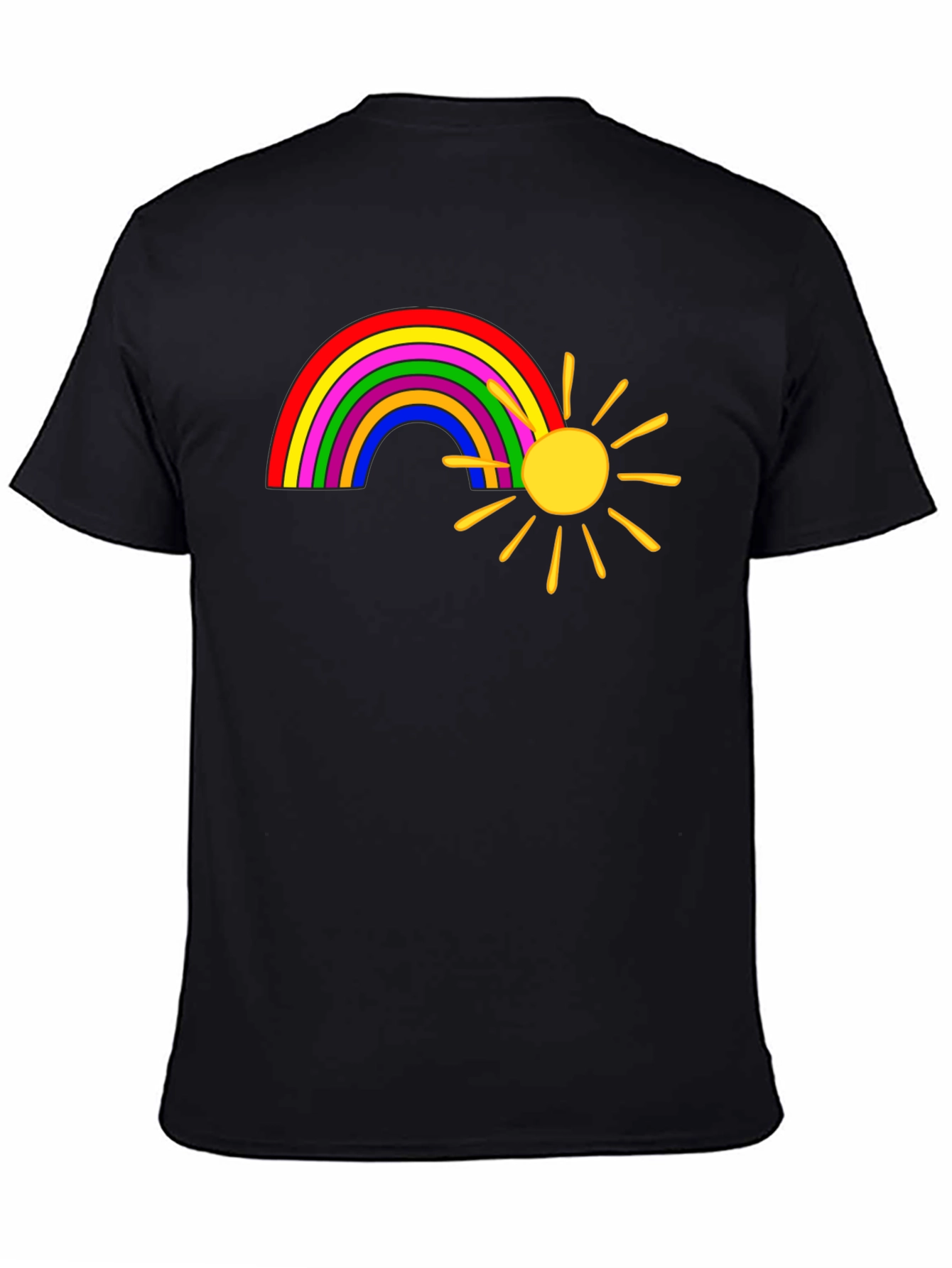 Black Rainbow and Sun Graphic Tee - Black view 4